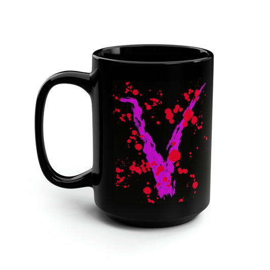 Your Monogram, CUSTOMIZE- Black Mug, 15oz- V