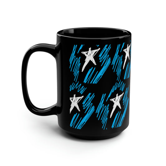 July 4th- Star Field- Black Mug, 15oz