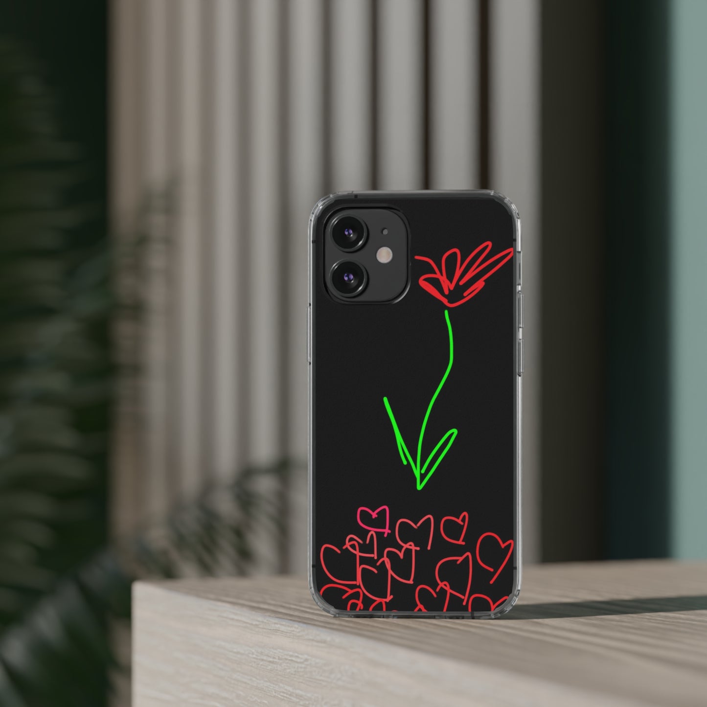 Red Flower, Hearts- Clear Cases