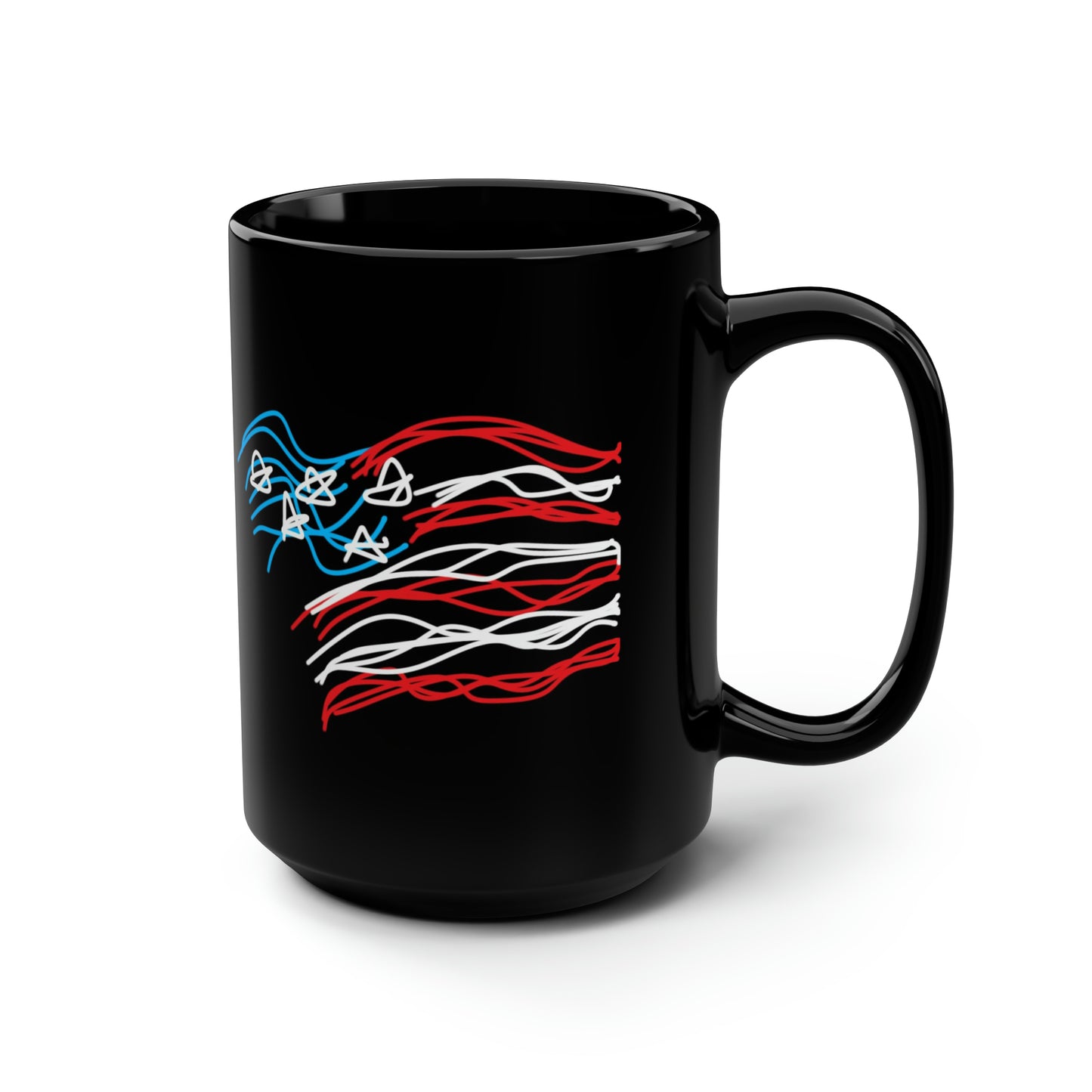 Military- Fireworks/USAF- Black Mug, 15oz- Large