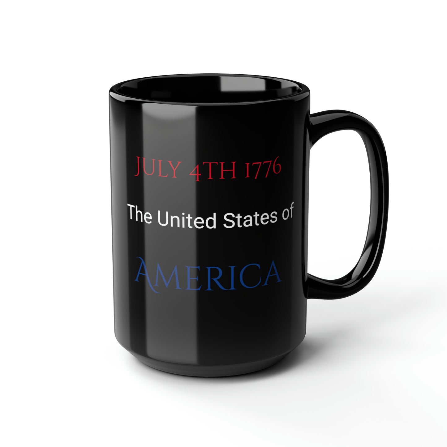 July 4th- Fireworks/1776- Black Mug, 15oz- Large