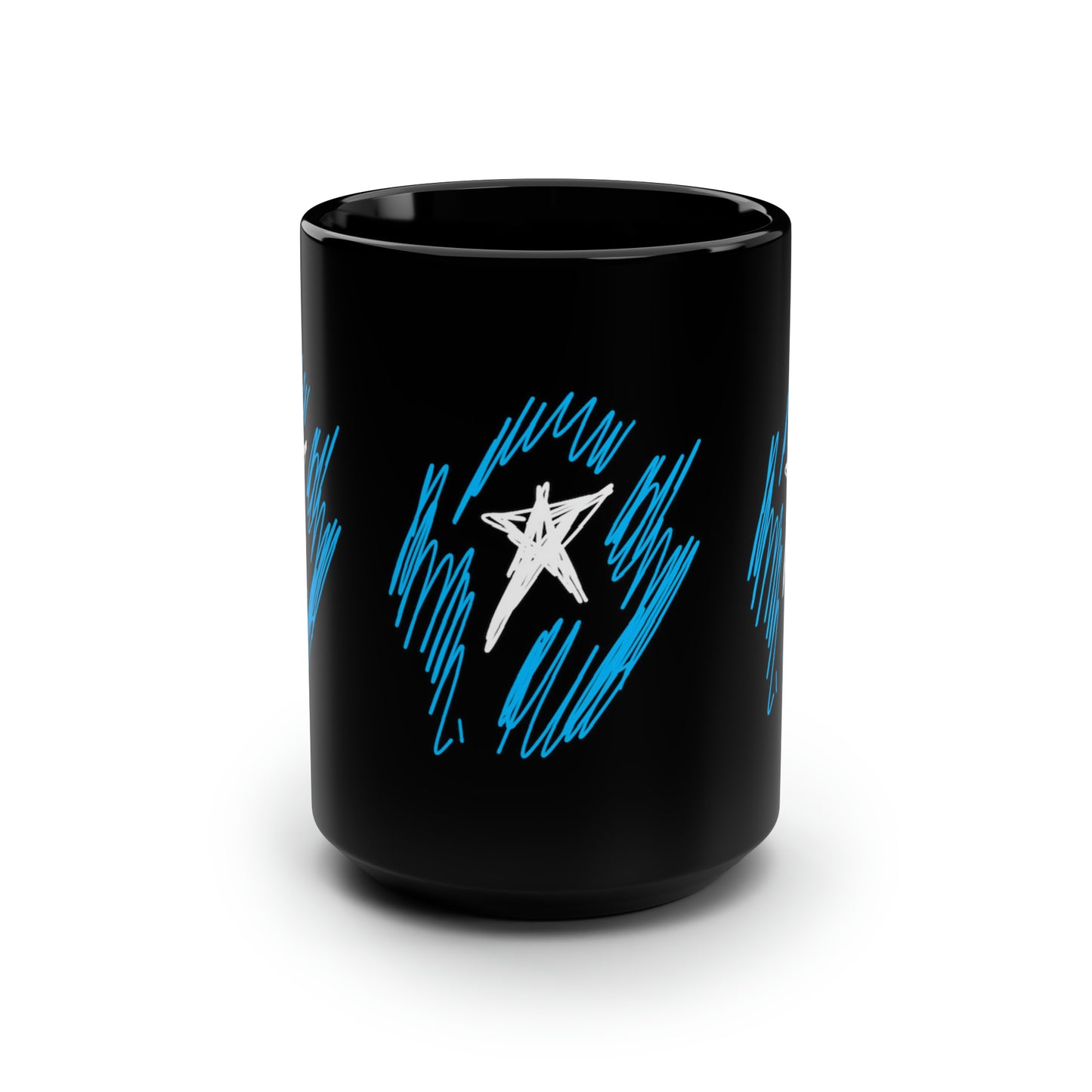 July 4th- Star Field x3- Black Mug, 15oz- Large