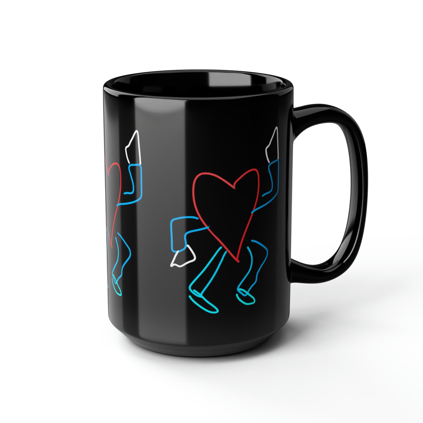 You Make My Heart Dance/3x- Black Mug, 15oz- Large