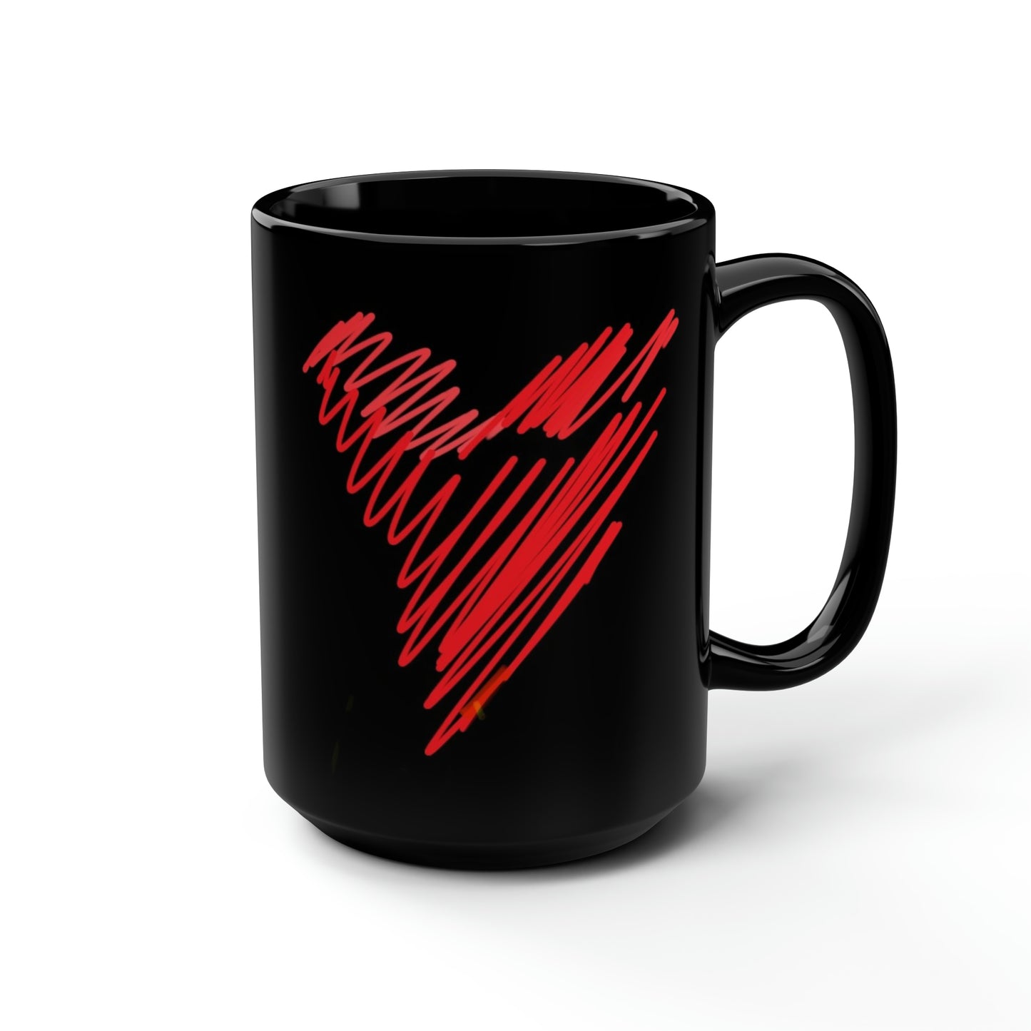 SheDevil/Scribble Heart- Black Mug, 15oz- Large