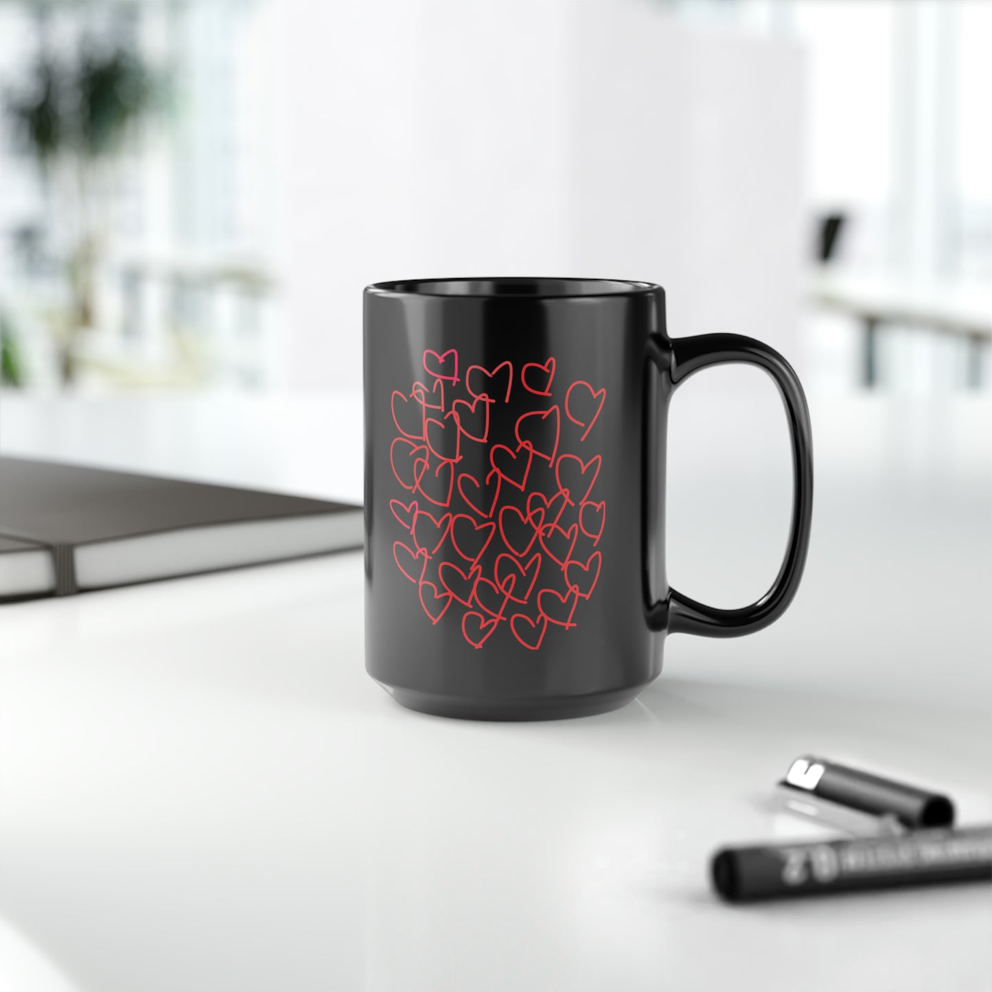 You Make My Heart Dance/Million Hearts- Black Mug, 15oz- Large