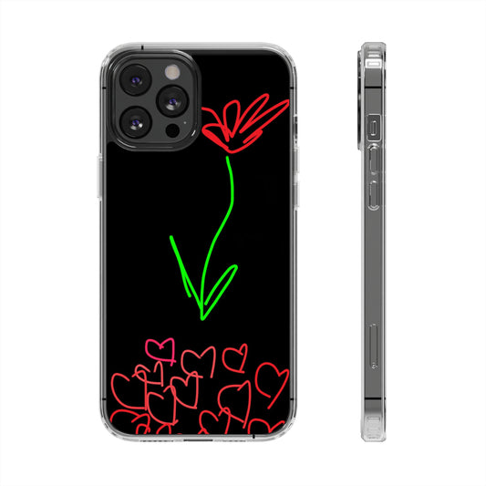 Red Flower, Hearts- Clear Cases