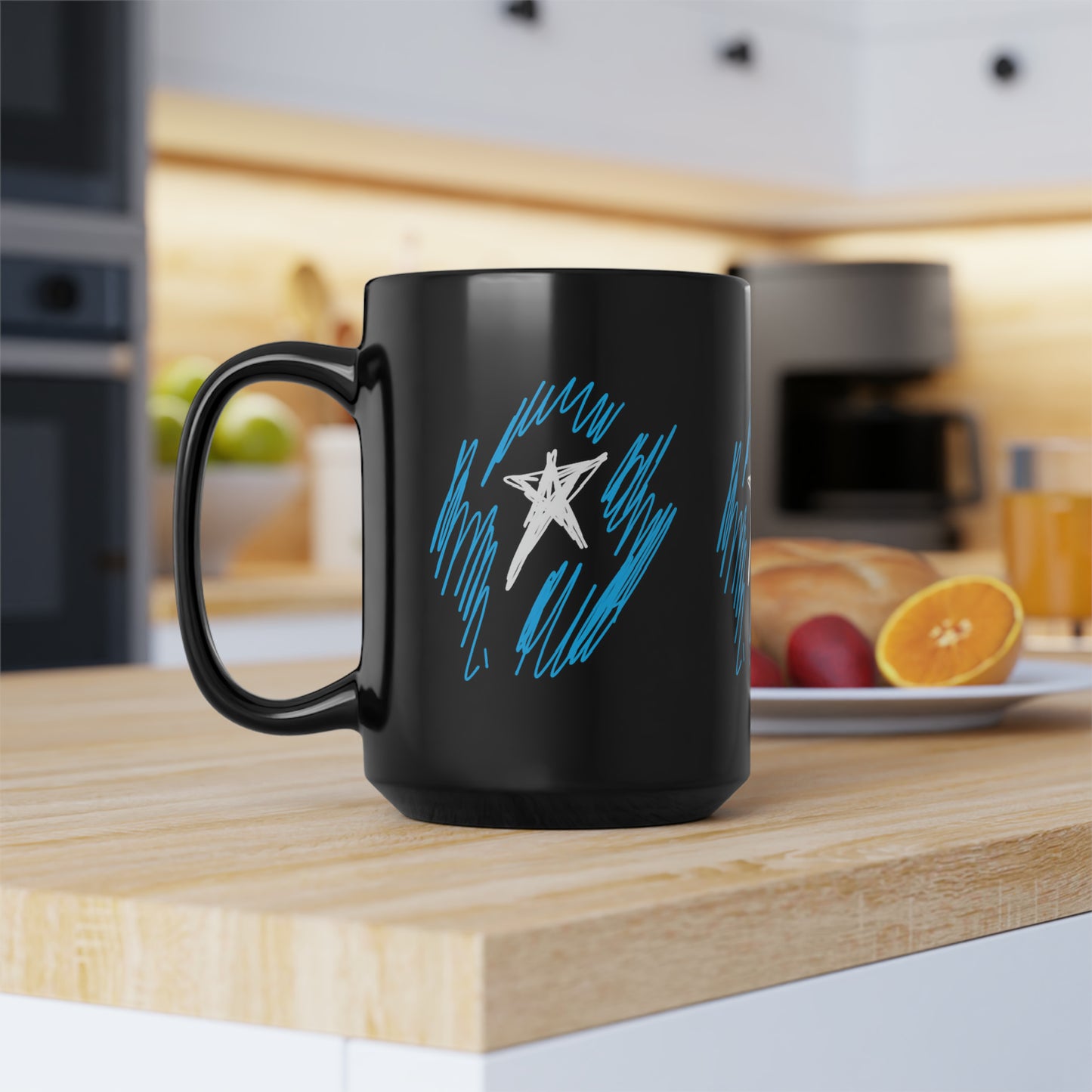 July 4th- Star Field x3- Black Mug, 15oz- Large