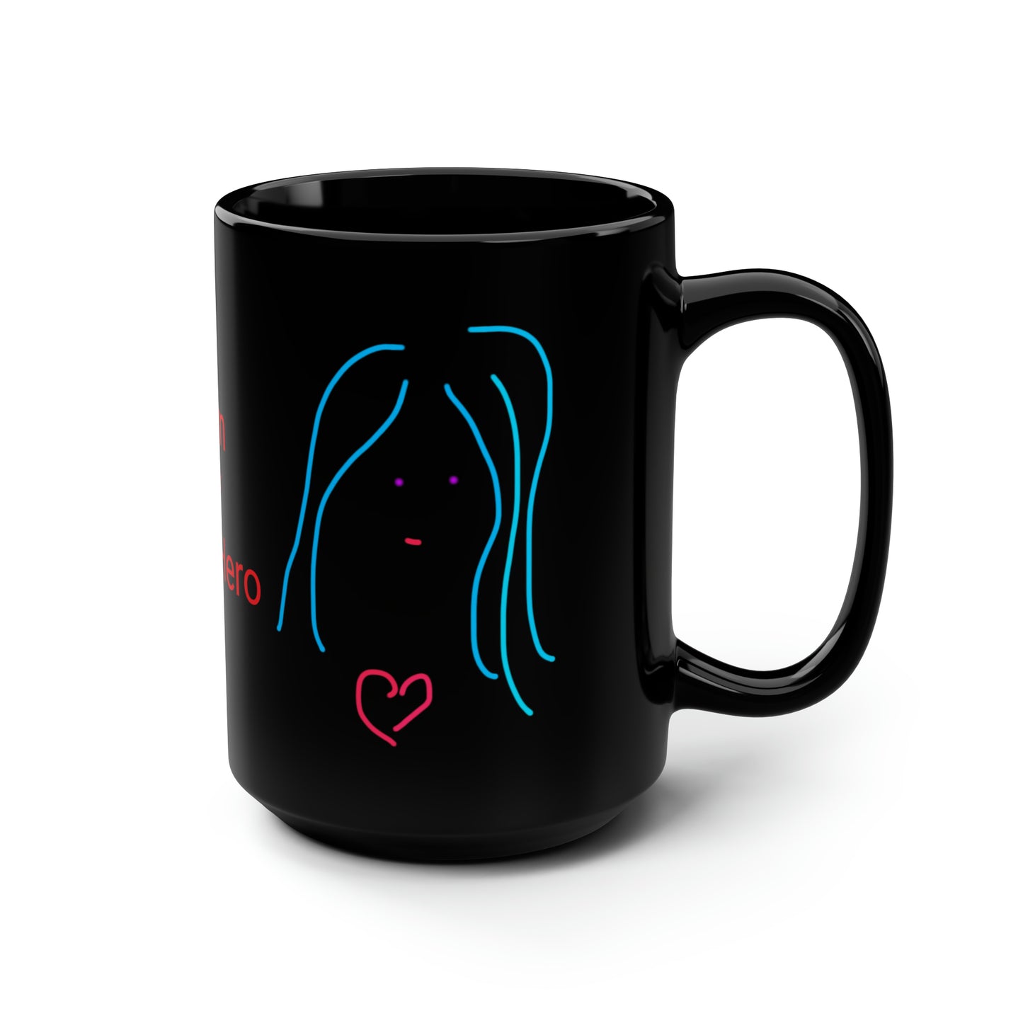 Superhero/Mom- Black Mug, 15oz- Large