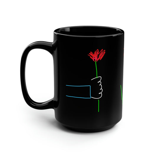 One Red Flower- Black Mug, 15oz