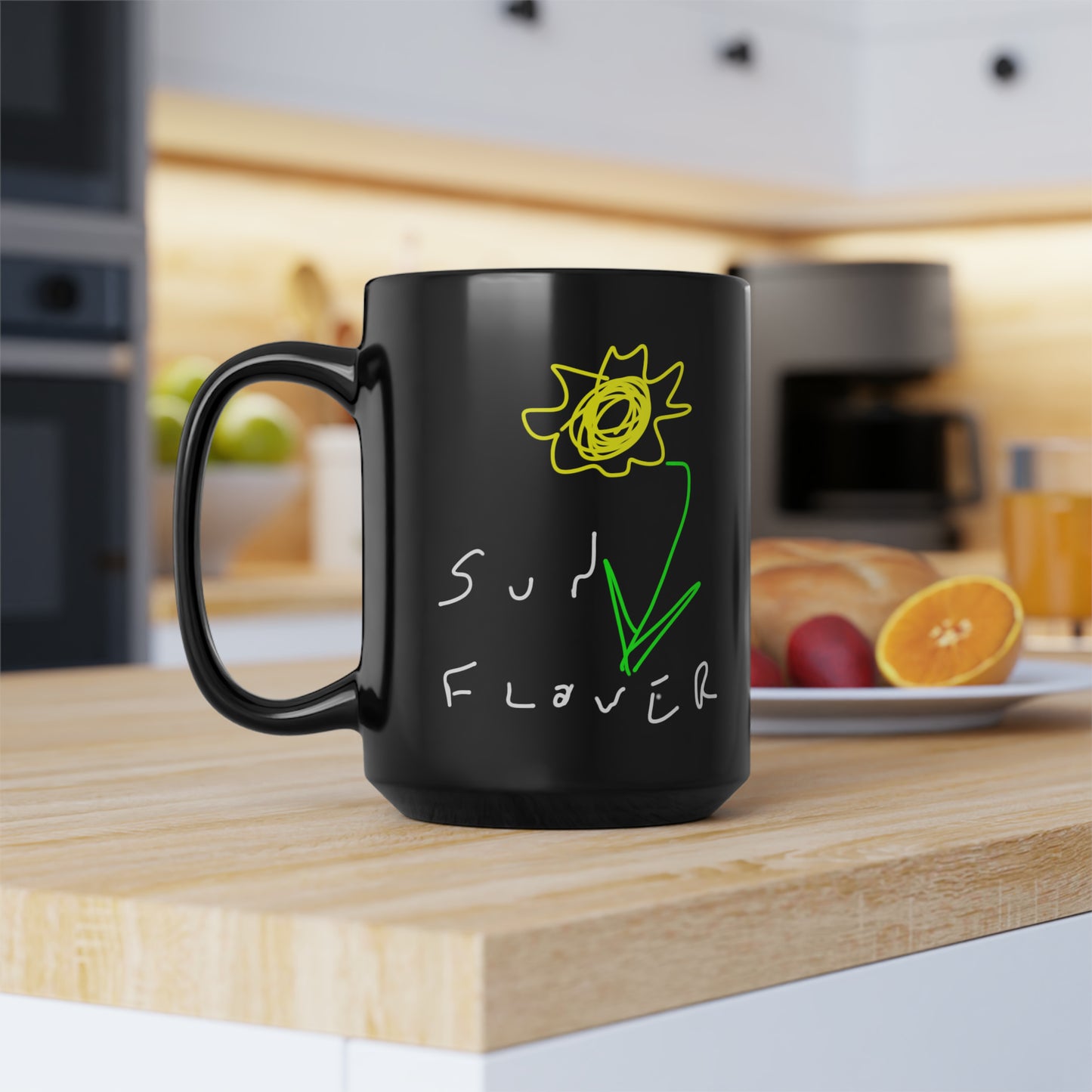 Sunflower/It's A Beautiful Day- Black Mug, 15oz- Large