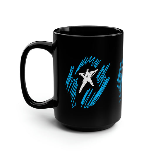 July 4th- Star Field x3- Black Mug, 15oz- Large