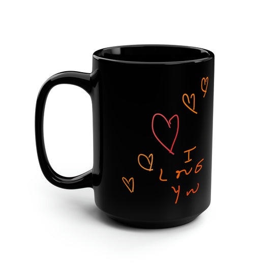 5 Hearts/ I love you- Black Mug, 15oz