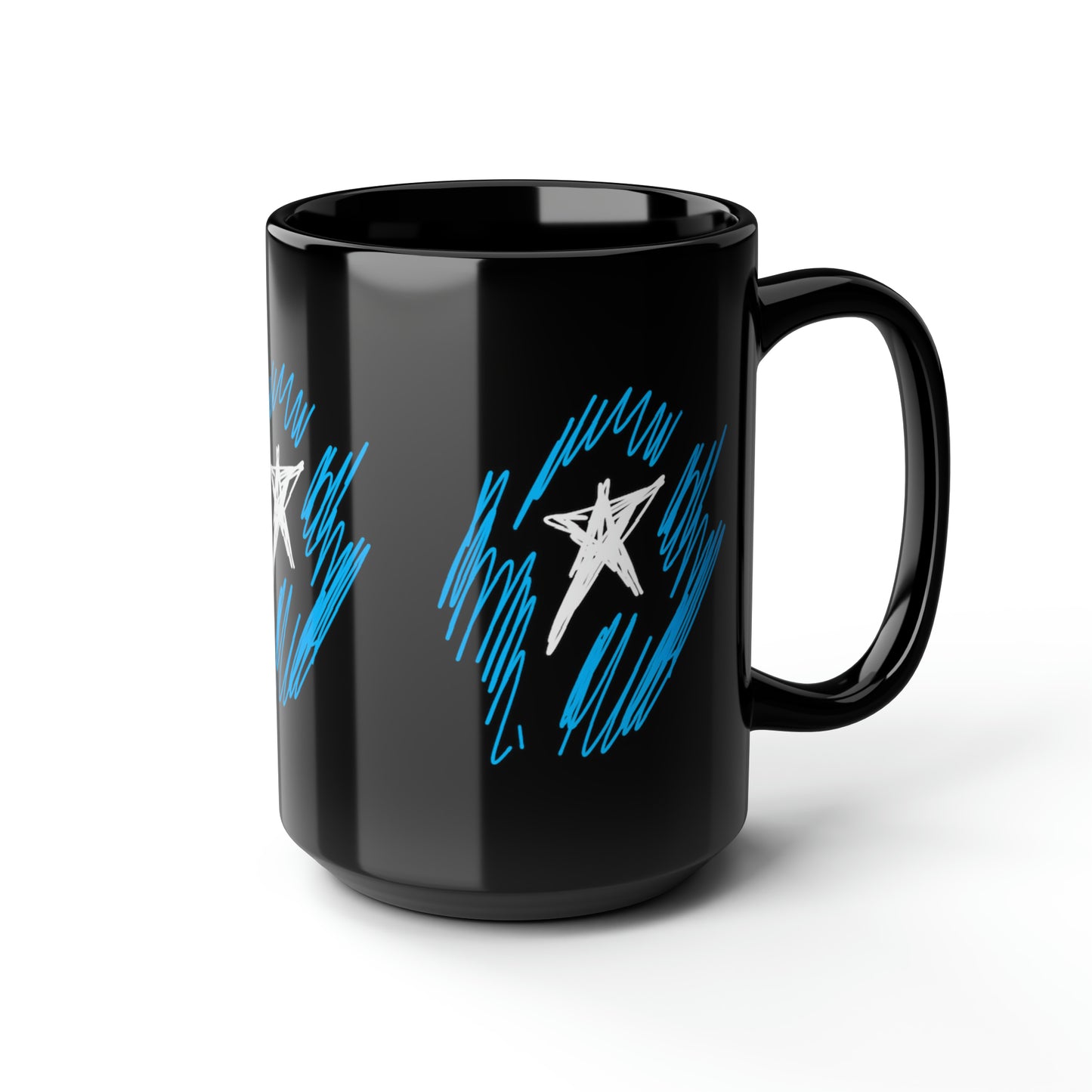 July 4th- Star Field x3- Black Mug, 15oz- Large