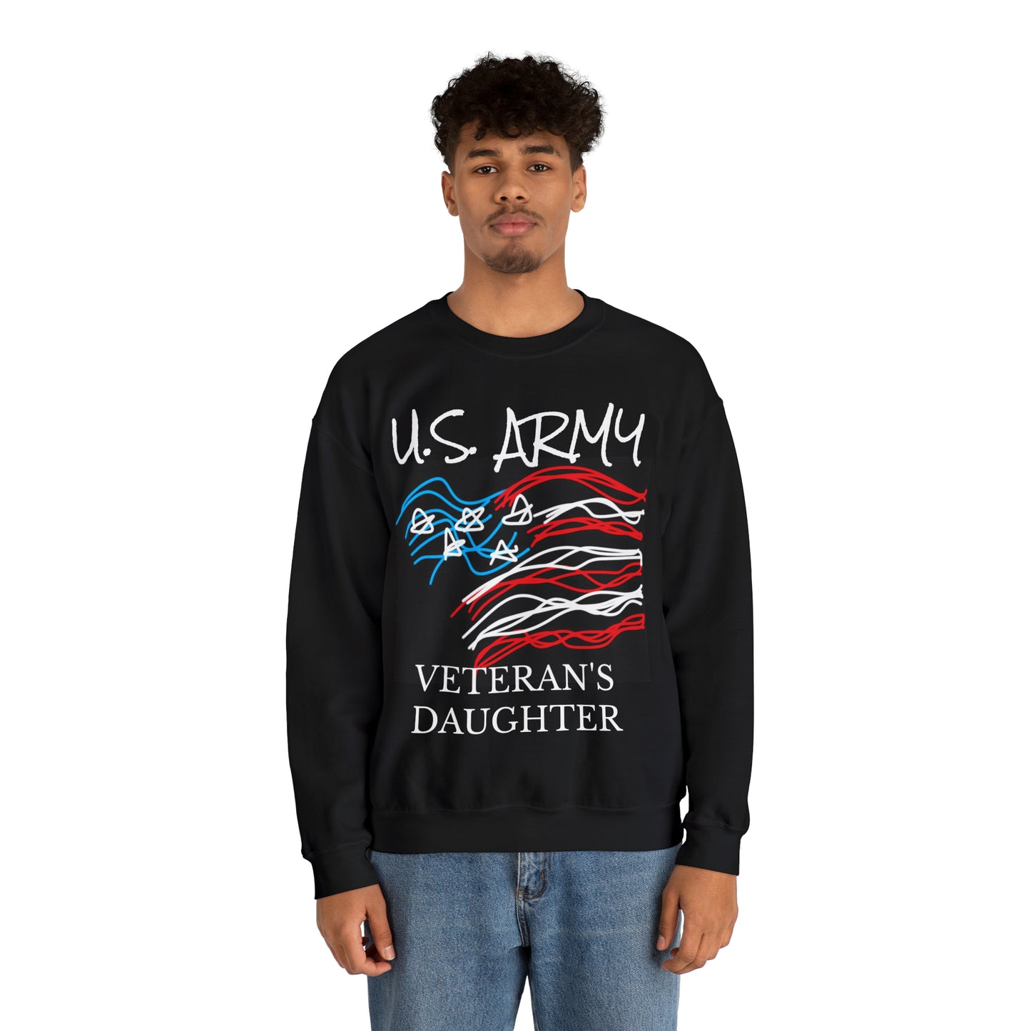 Military- Old Glory/Army- Unisex Heavy Blend™ Crewneck Sweatshirt CUSTOMIZED