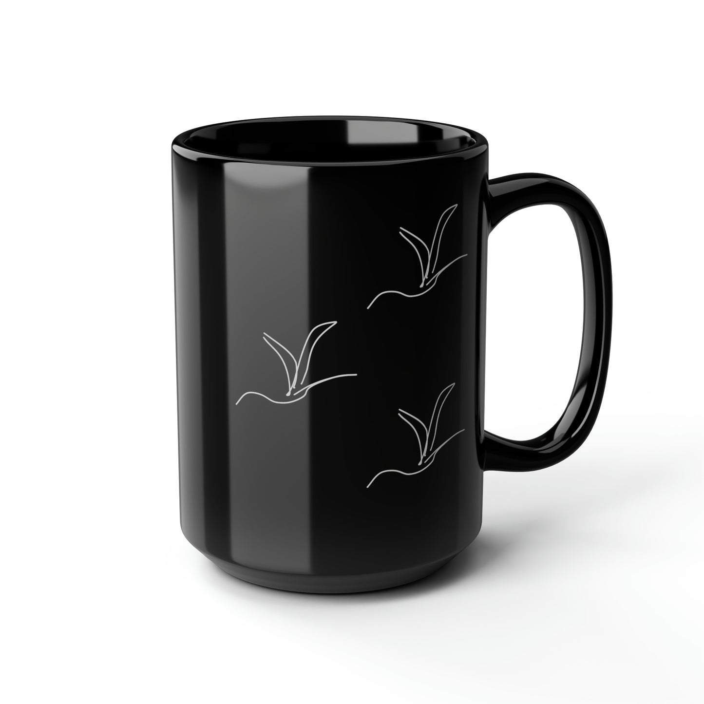 Origami/Flock- Black Mug, 15oz- Large