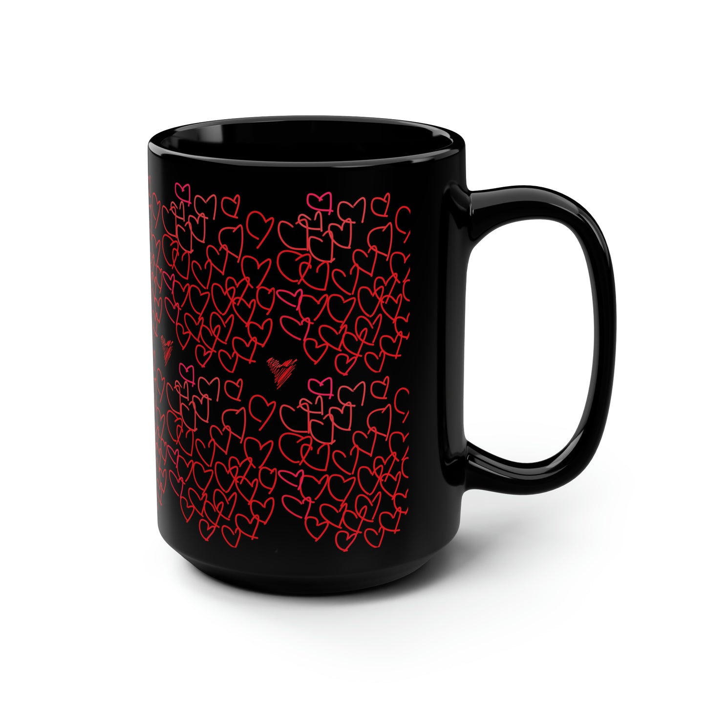 Million Hearts (small)- Black Mug, 15oz- Large