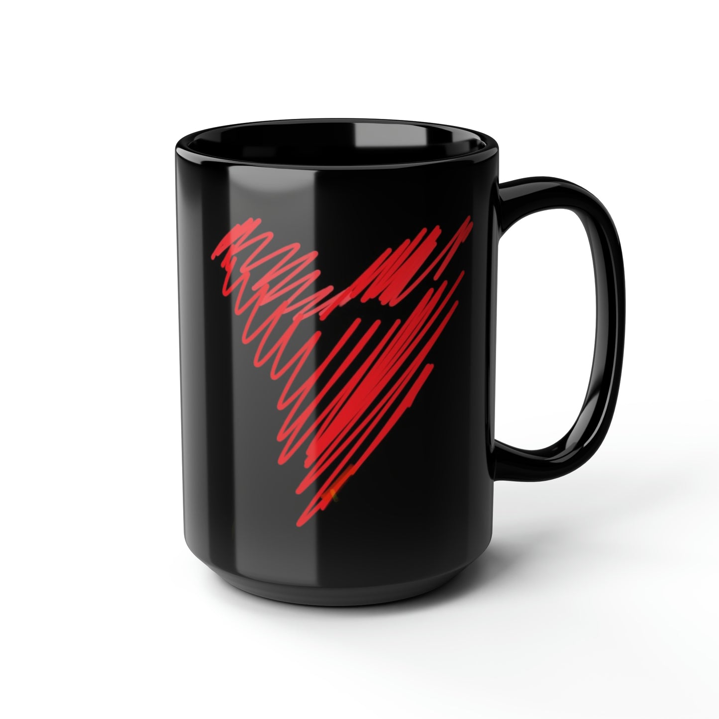 SheDevil/Scribble Heart- Black Mug, 15oz- Large