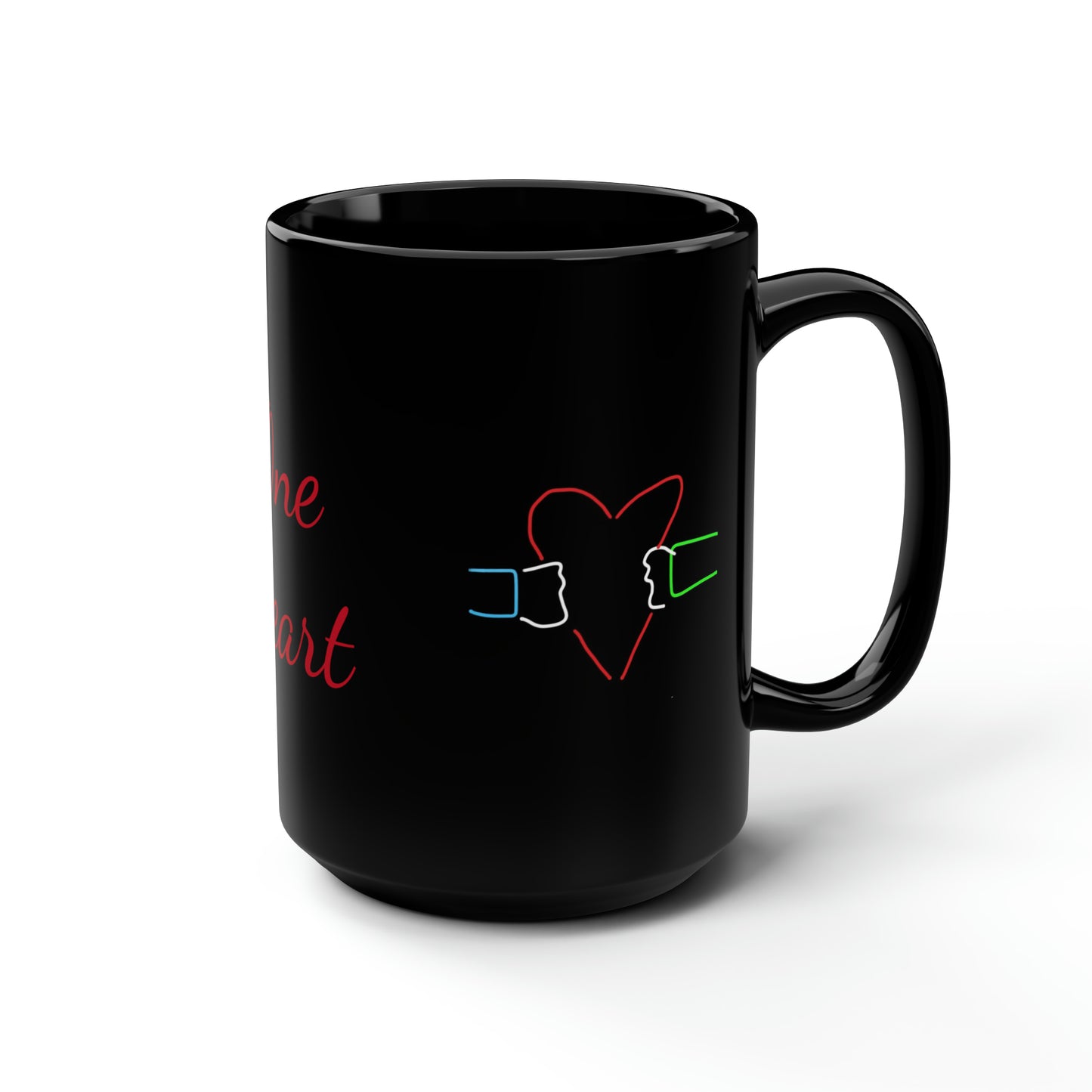 Wish/One Heart- Black Mug, 15oz