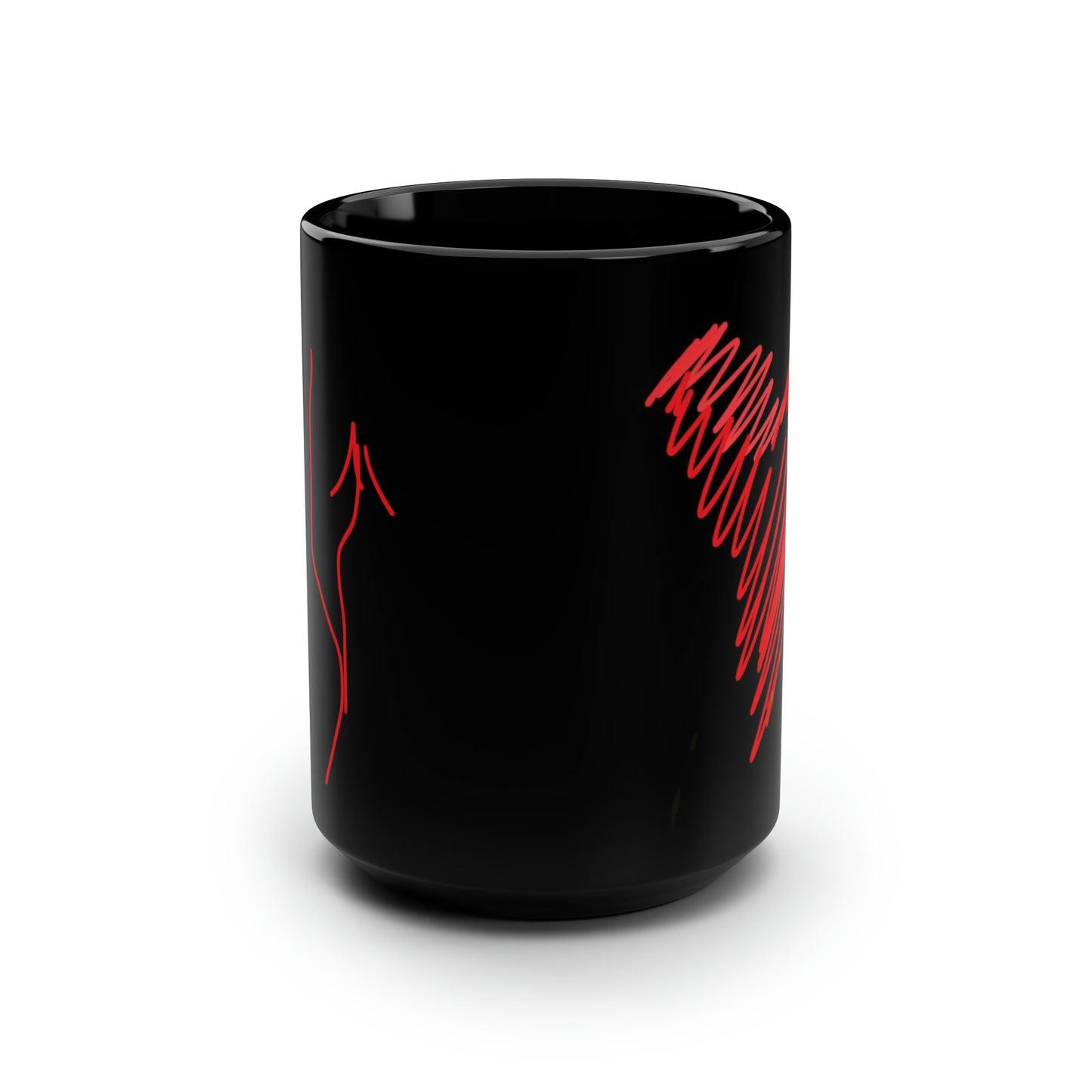 SheDevil/Scribble Heart- Black Mug, 15oz- Large