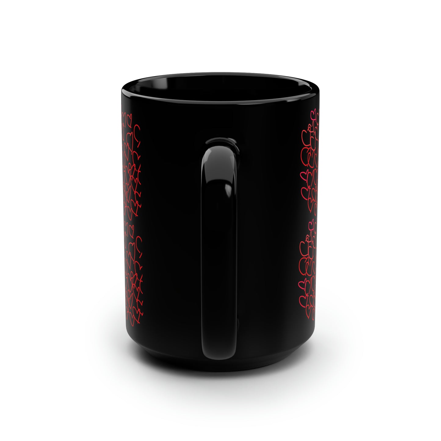 Million Hearts (small)- Black Mug, 15oz- Large