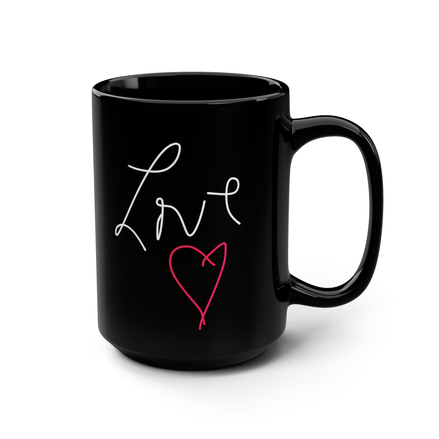 LOVE- Black Mug, 15oz- Large