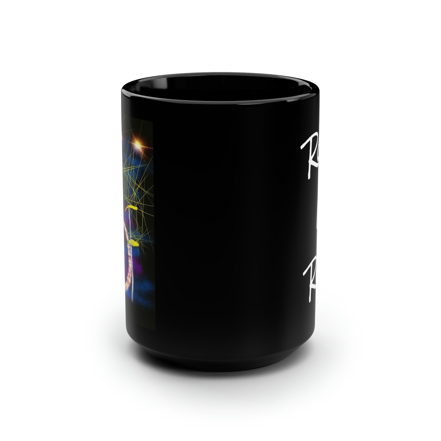 Music Drums- Black Mug, 15oz