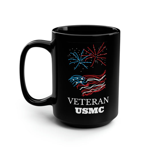 Military- Fireworks/USMC- Black Mug, 15oz- Large