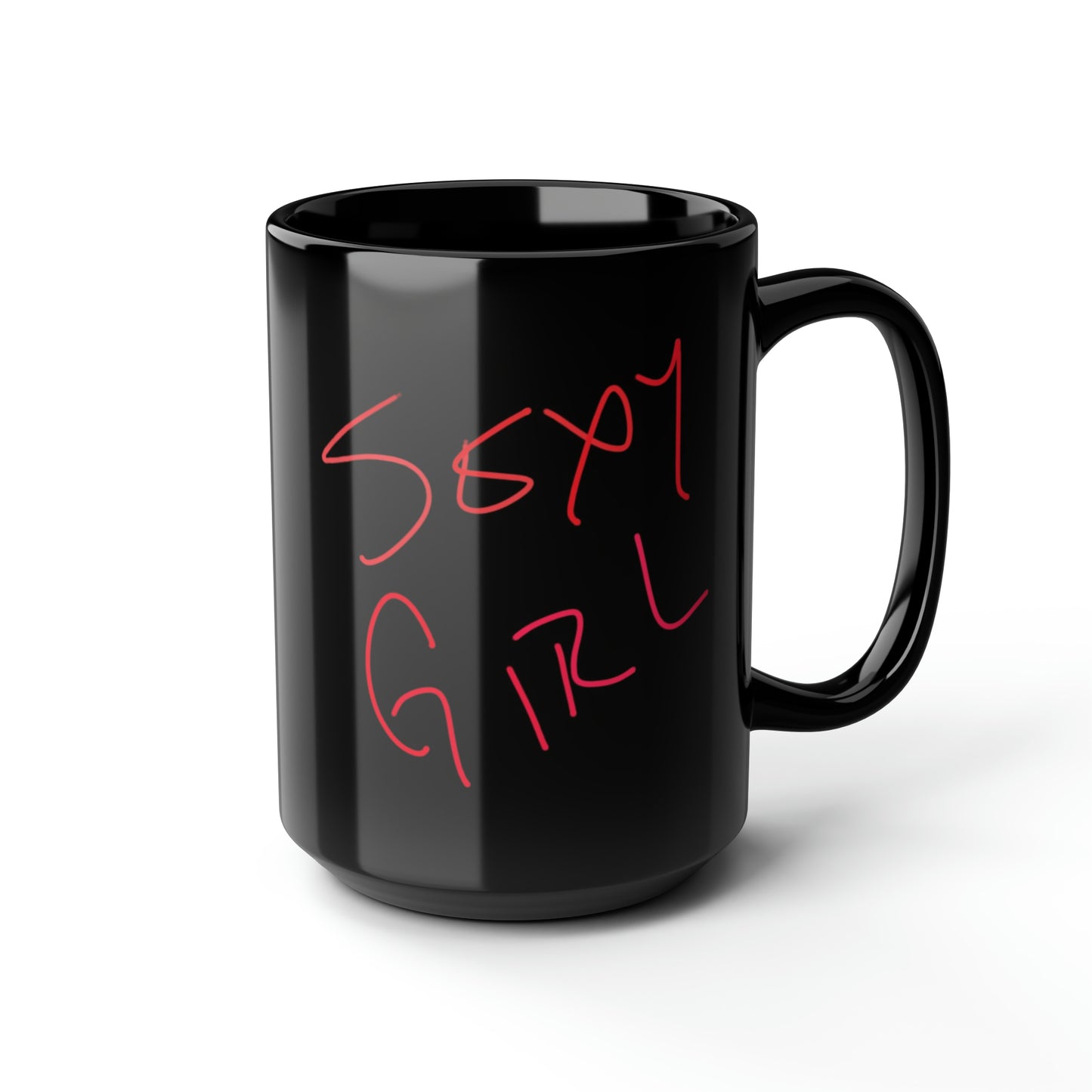 Scribble Heart/Sexy Girl- Black Mug, 15oz- Large