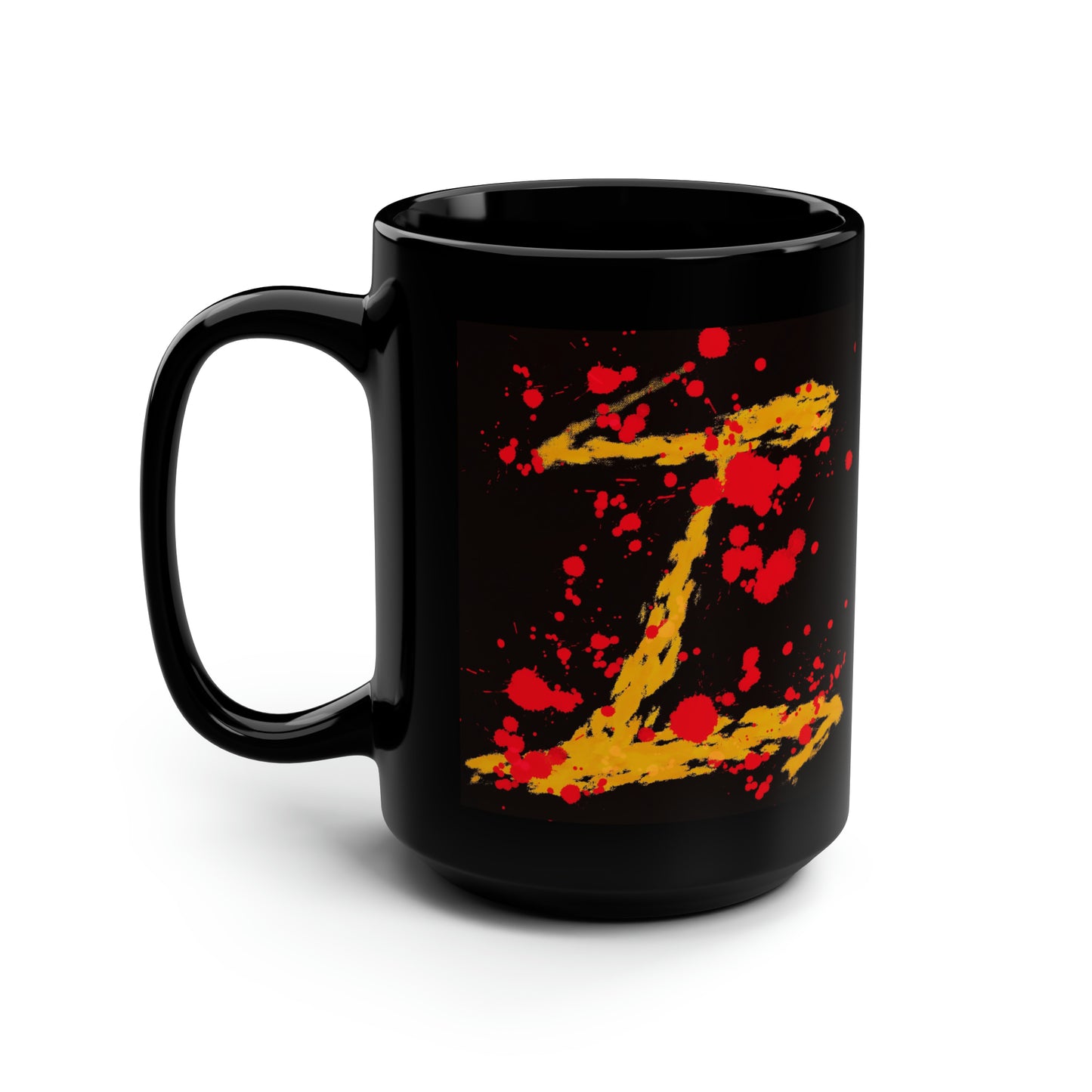 Your Monogram, CUSTOMIZE- Black Mug, 15oz- I