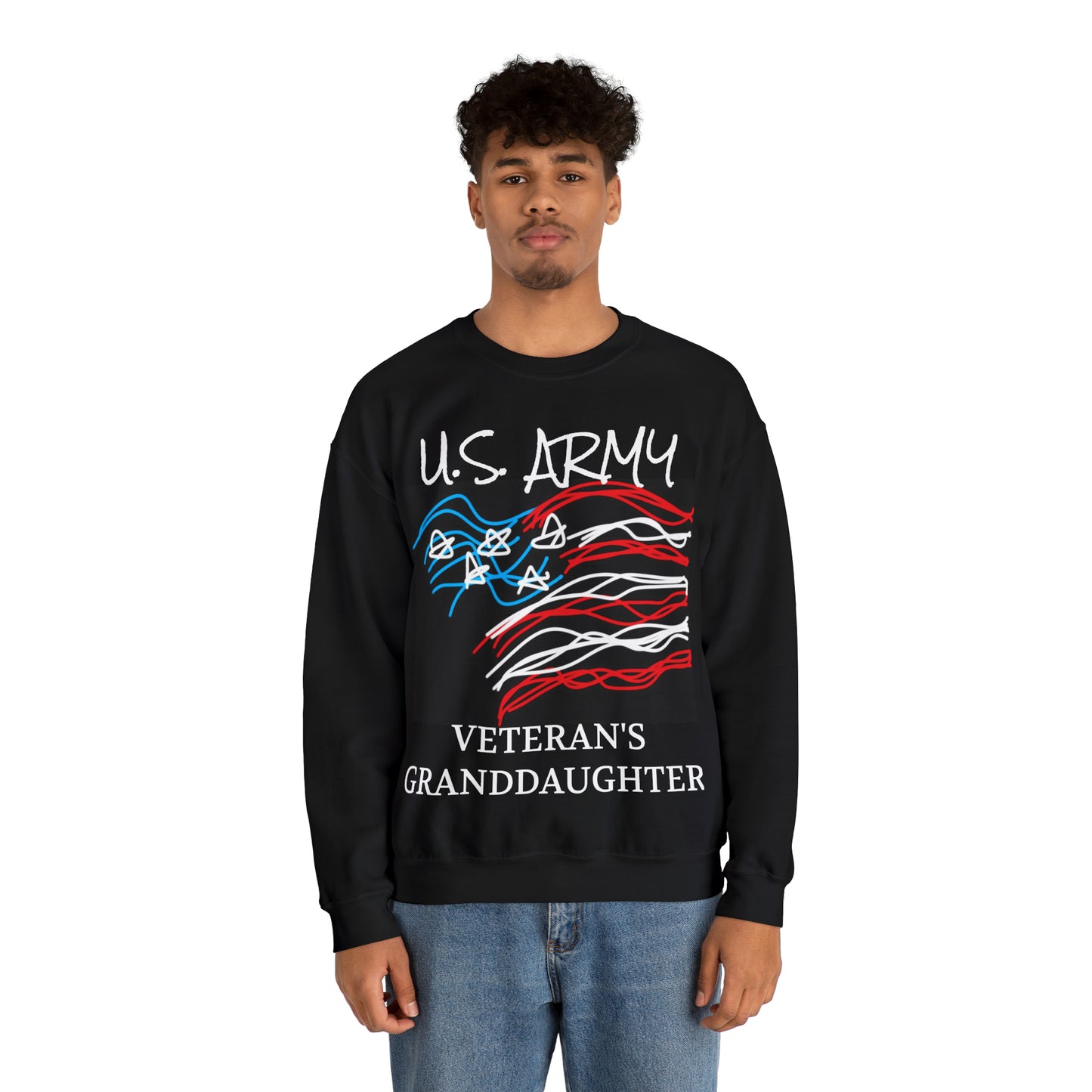 Military- Old Glory/Granddaughter- Unisex Heavy Blend™ Crewneck Sweatshirt