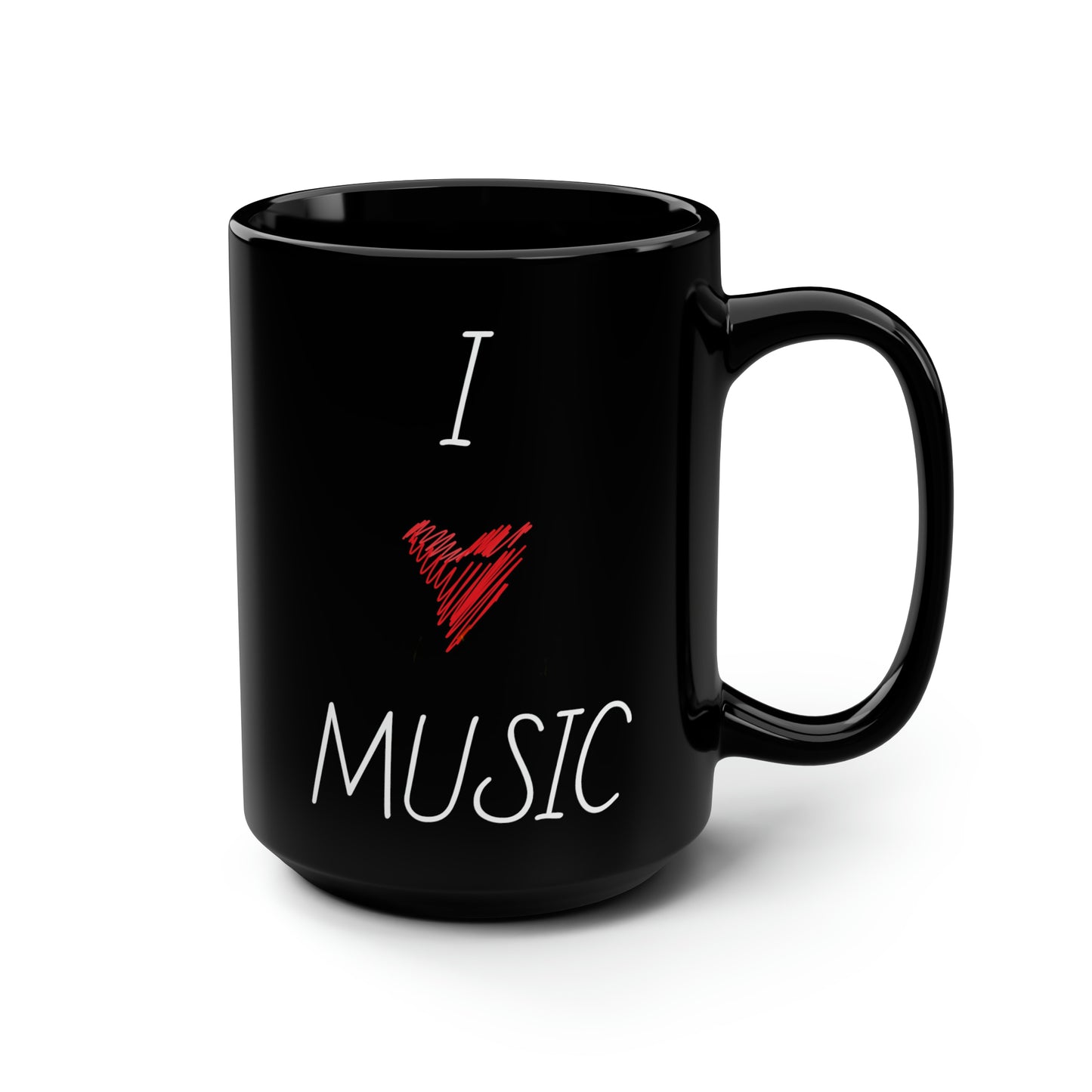 Music/I love Music- Black Mug, 15oz