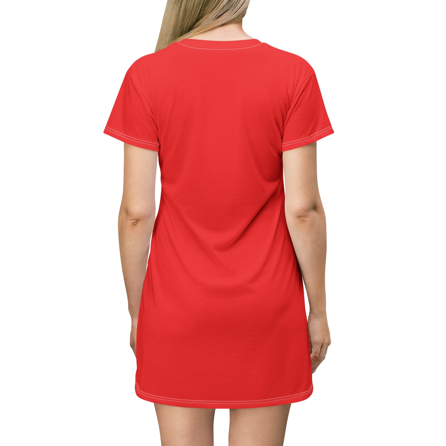 July 4th- Stars Stripes- T-Shirt Dress (AOP)- Black and Red