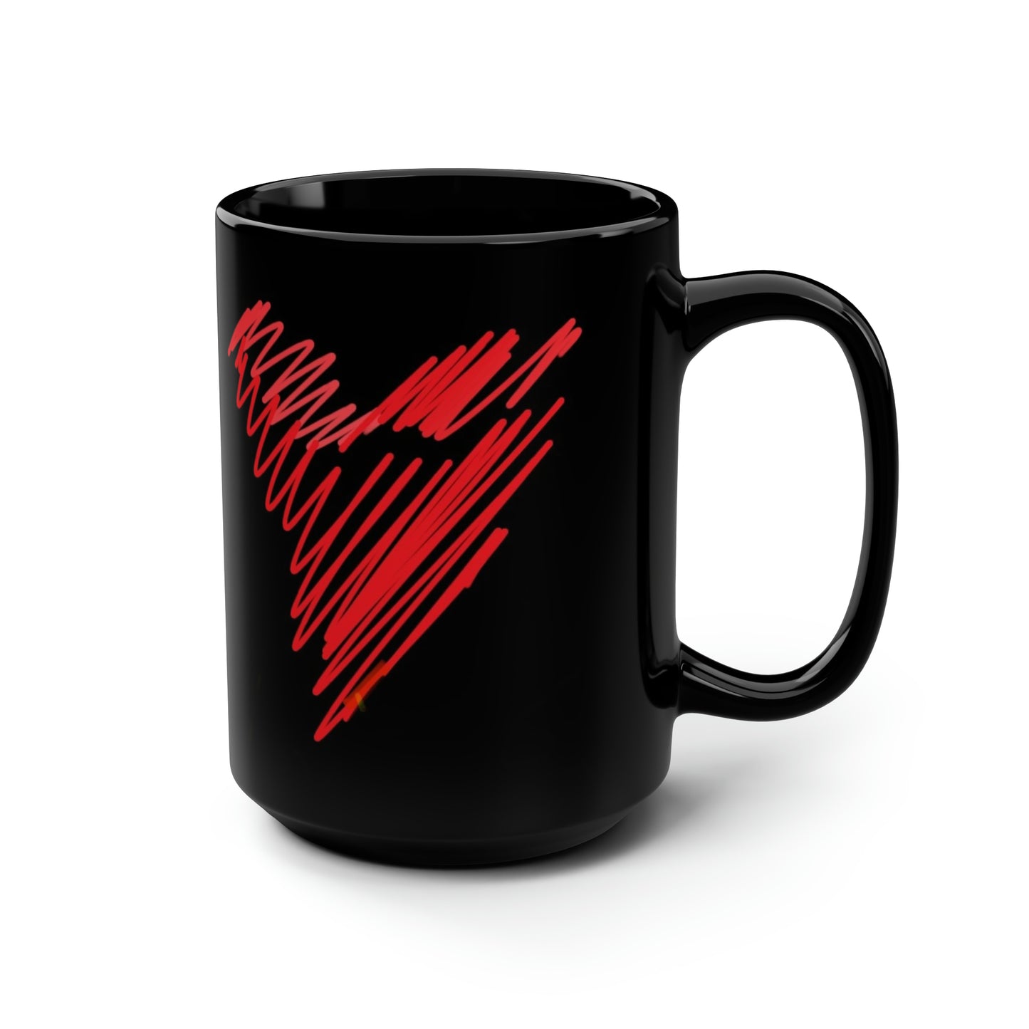 SheDevil/Scribble Heart- Black Mug, 15oz- Large