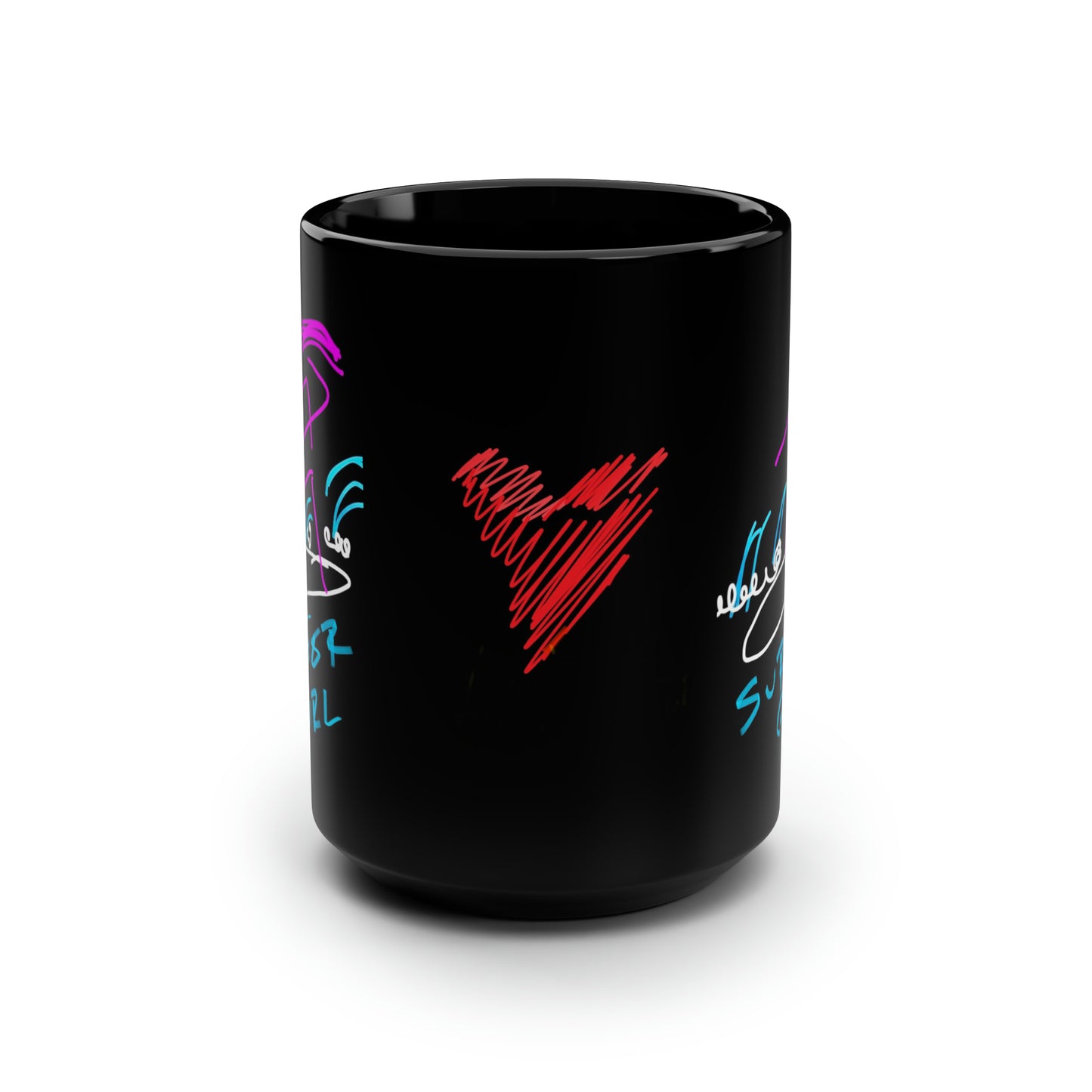 Surfer Girl- Black Mug, 15oz- Large