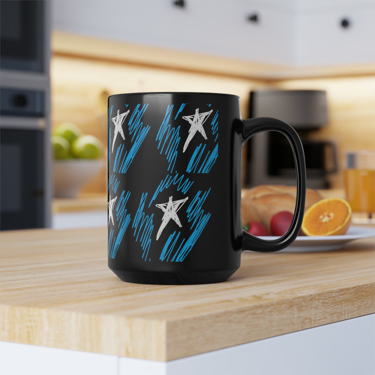 July 4th- Star Field- Black Mug, 15oz