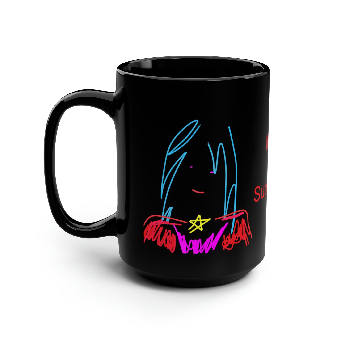 Superhero/Mom- Black Mug, 15oz- Large