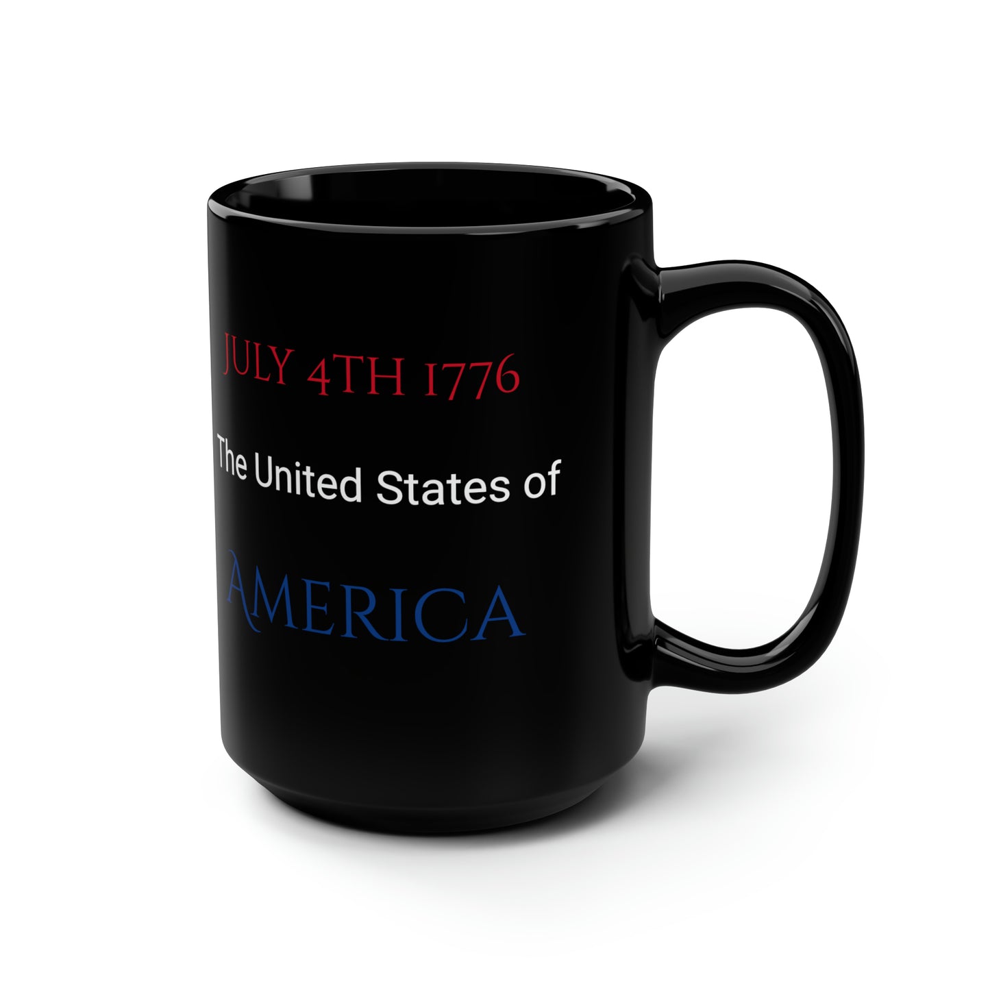 July 4th- Fireworks/1776- Black Mug, 15oz- Large