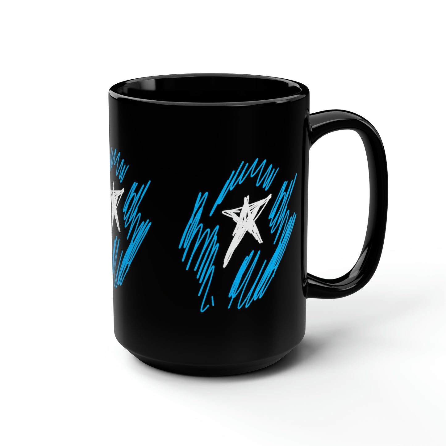 July 4th- Star Field x3- Black Mug, 15oz- Large