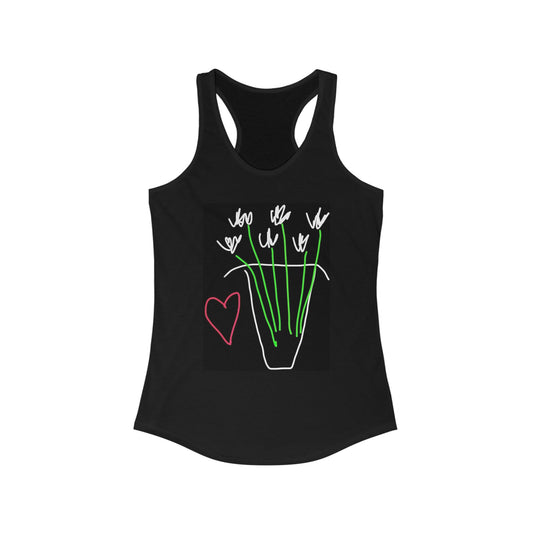 Vase, White Flowers- Women's Ideal Racerback Tank