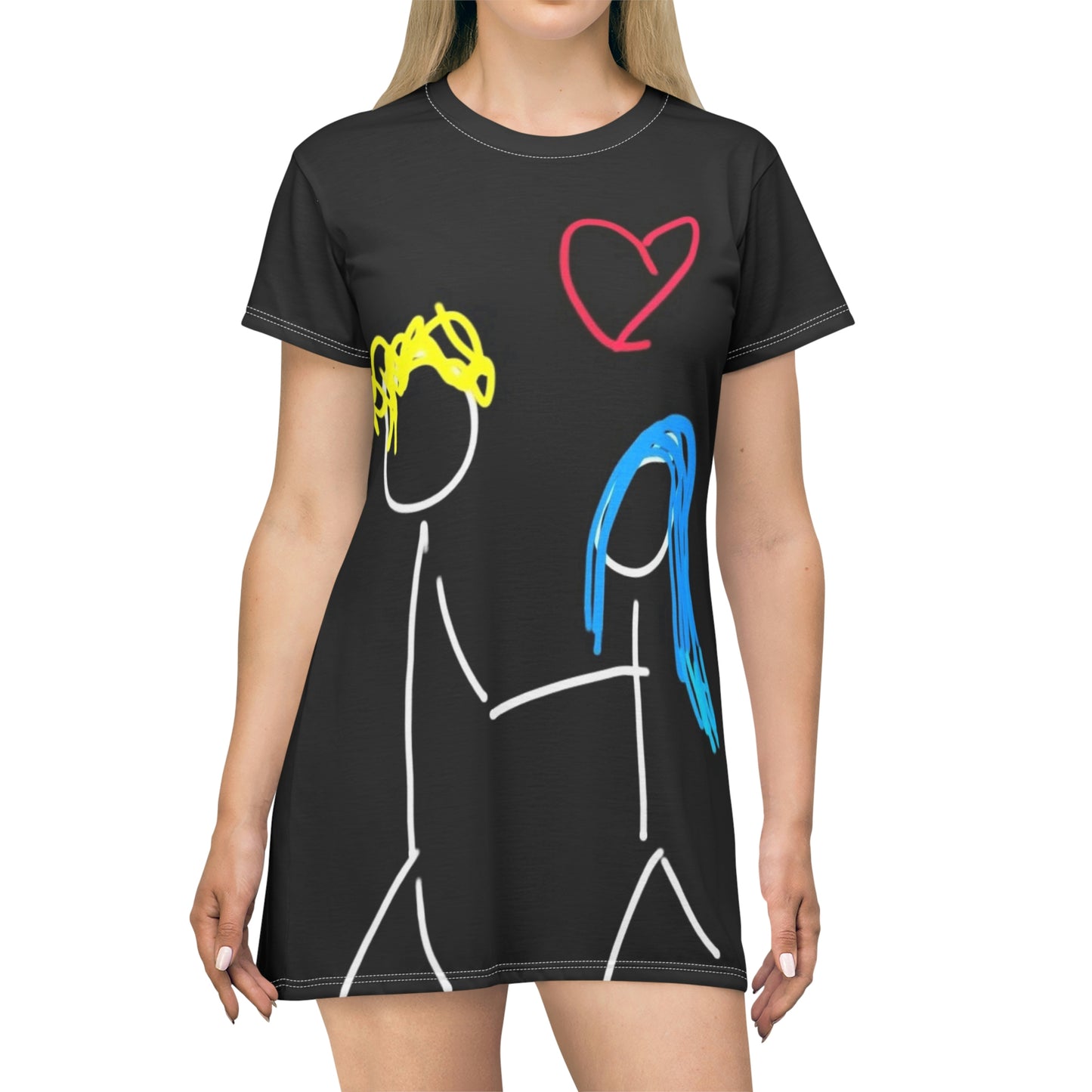 Stick Couple- T-Shirt Dress (AOP)