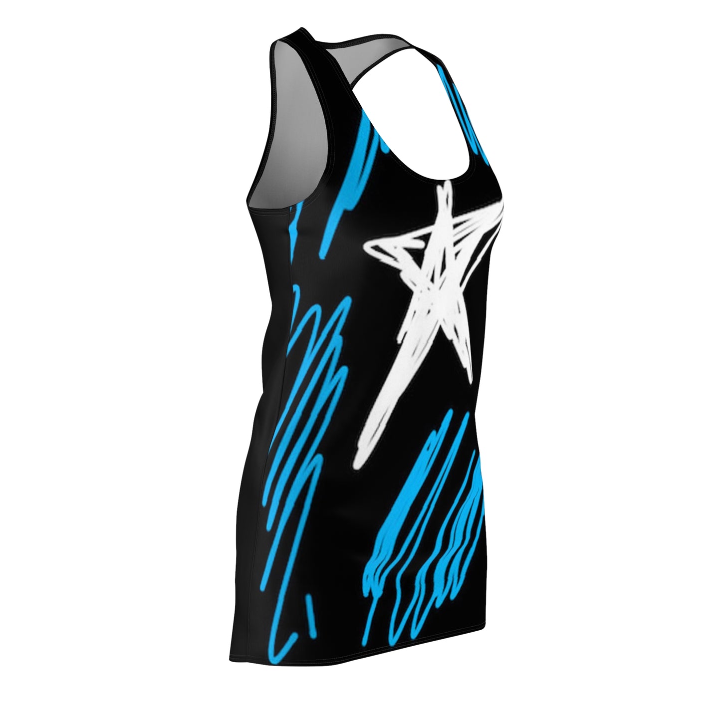 July 4th- Star Field- Women's Cut & Sew Racerback Dress (AOP)- Black