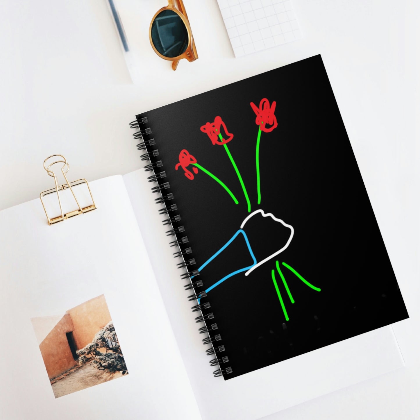 3 Red Flowers- Spiral Notebook - Ruled Line