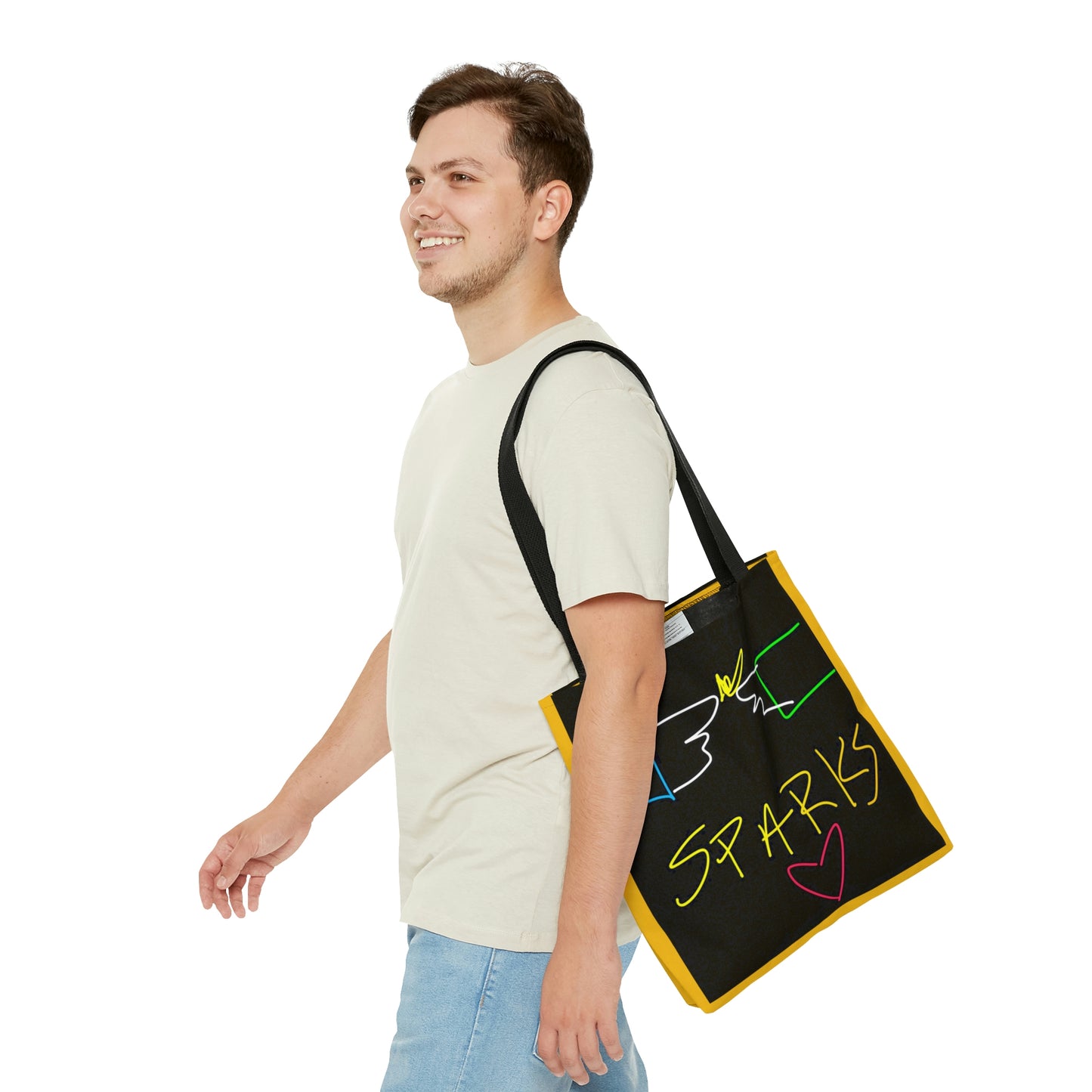 SPARKS- AOP Tote Bag- Black & Yellow