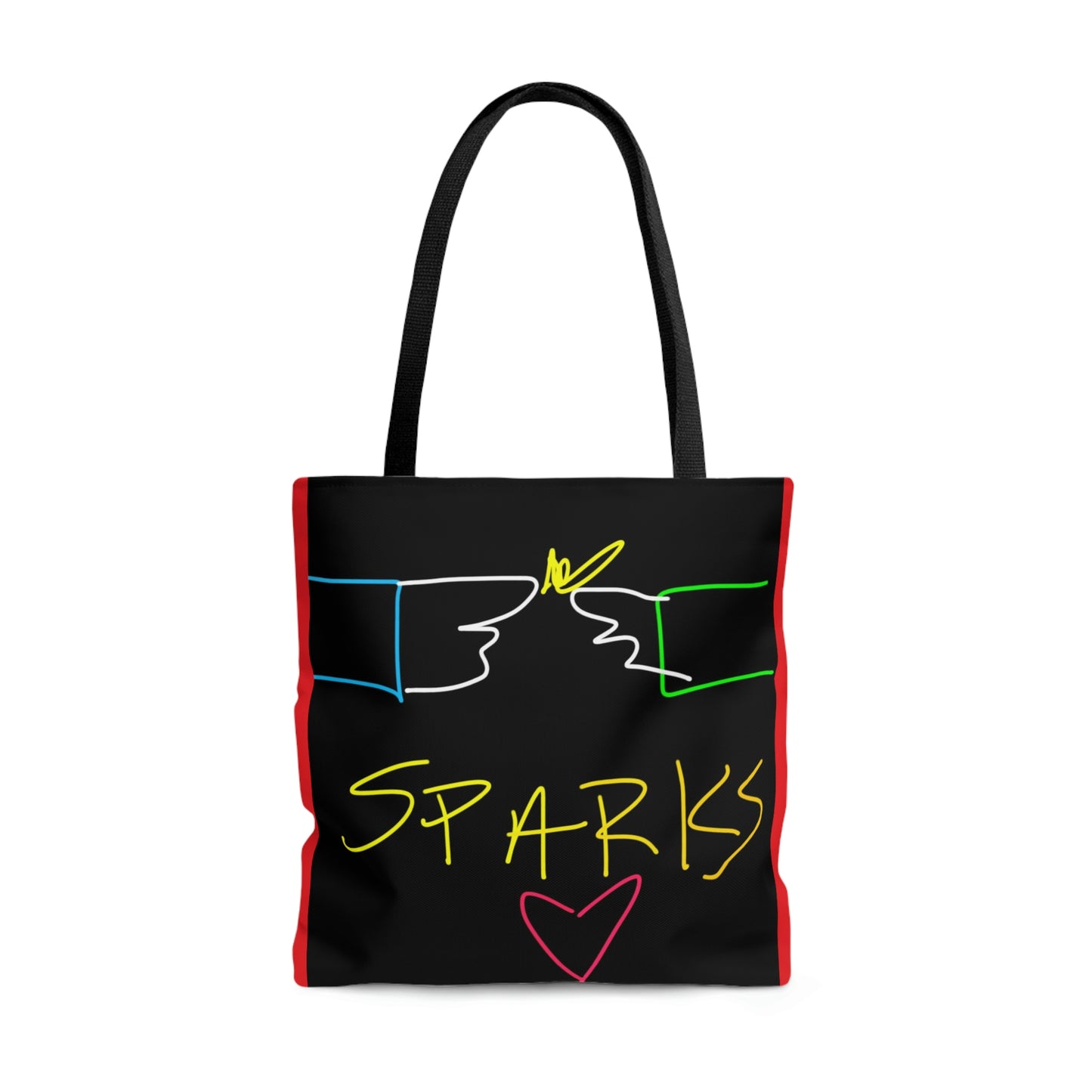 SPARKS- AOP Tote Bag- Black & Red