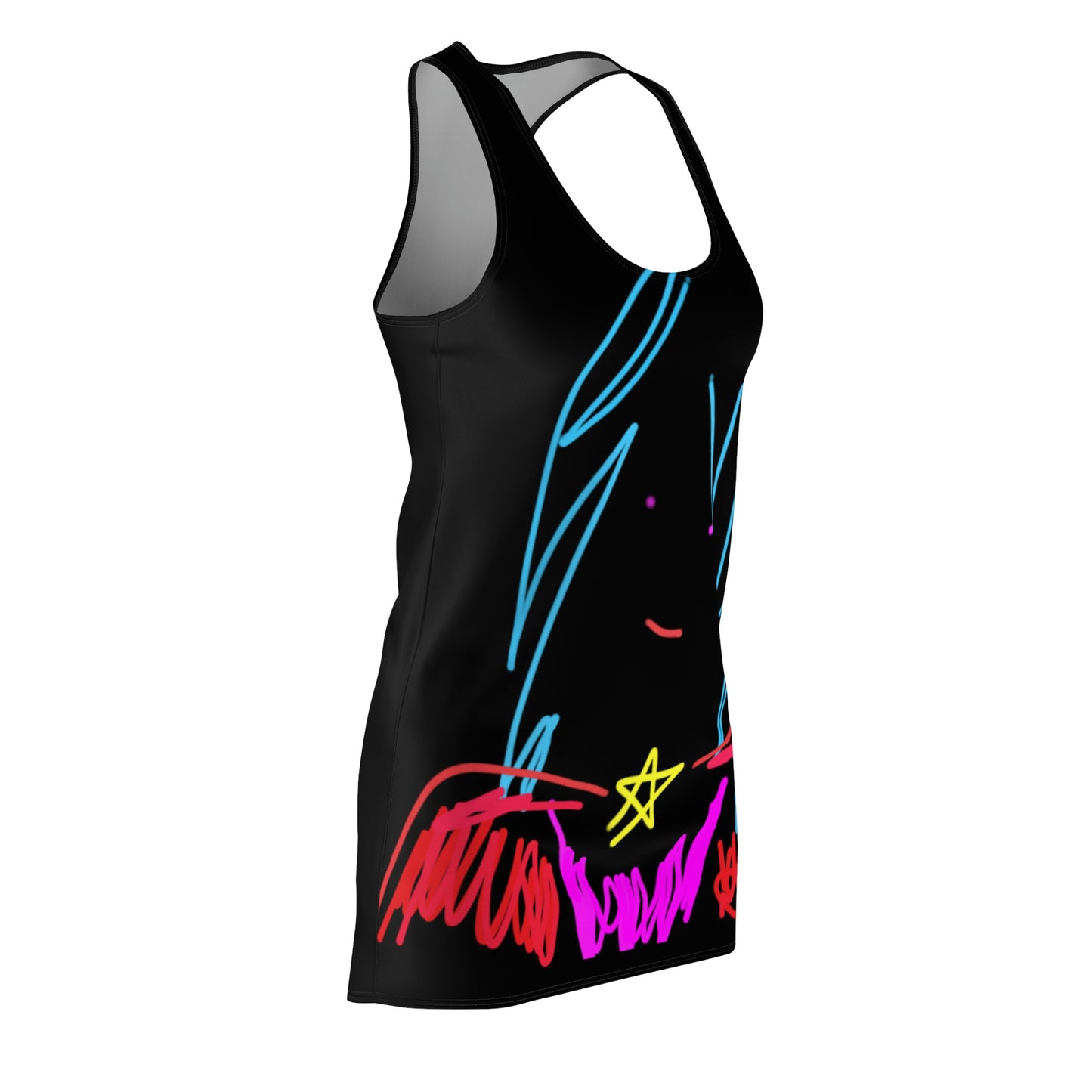 superHero- Women's Cut & Sew Racerback Dress (AOP)- Black