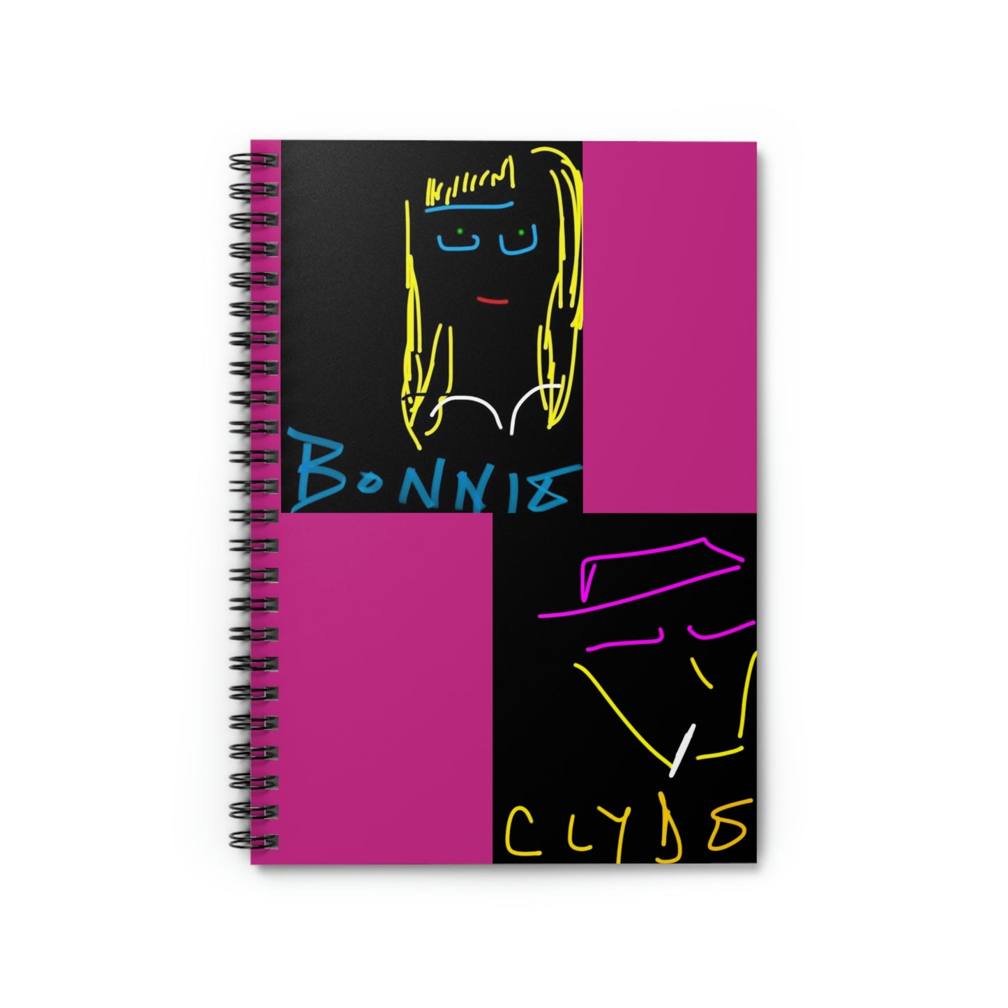 Bonnie and Clyde- Spiral Notebook - Ruled Line- Black & Pink