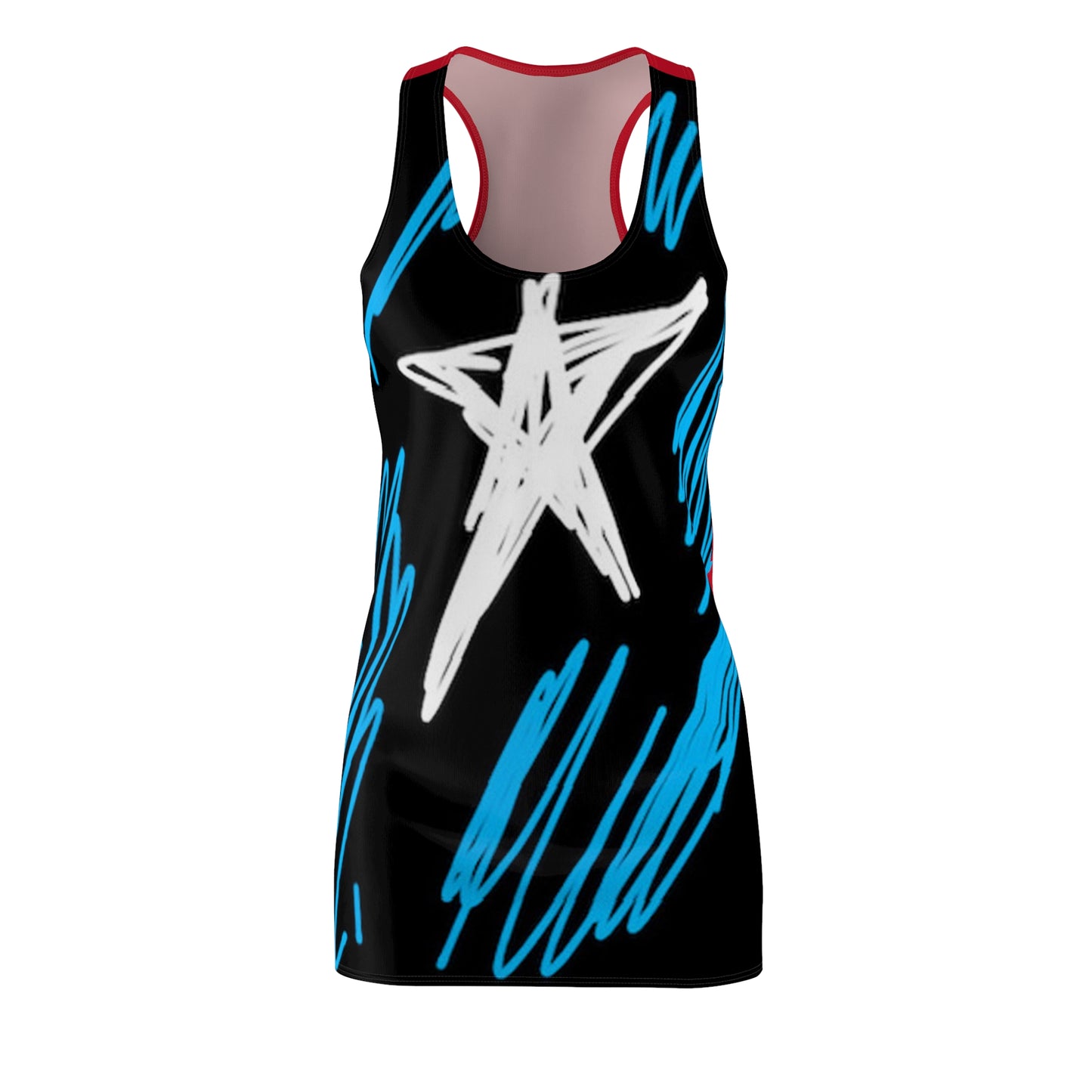 July 4th- Star Field- Women's Cut & Sew Racerback Dress (AOP)- Black and Red