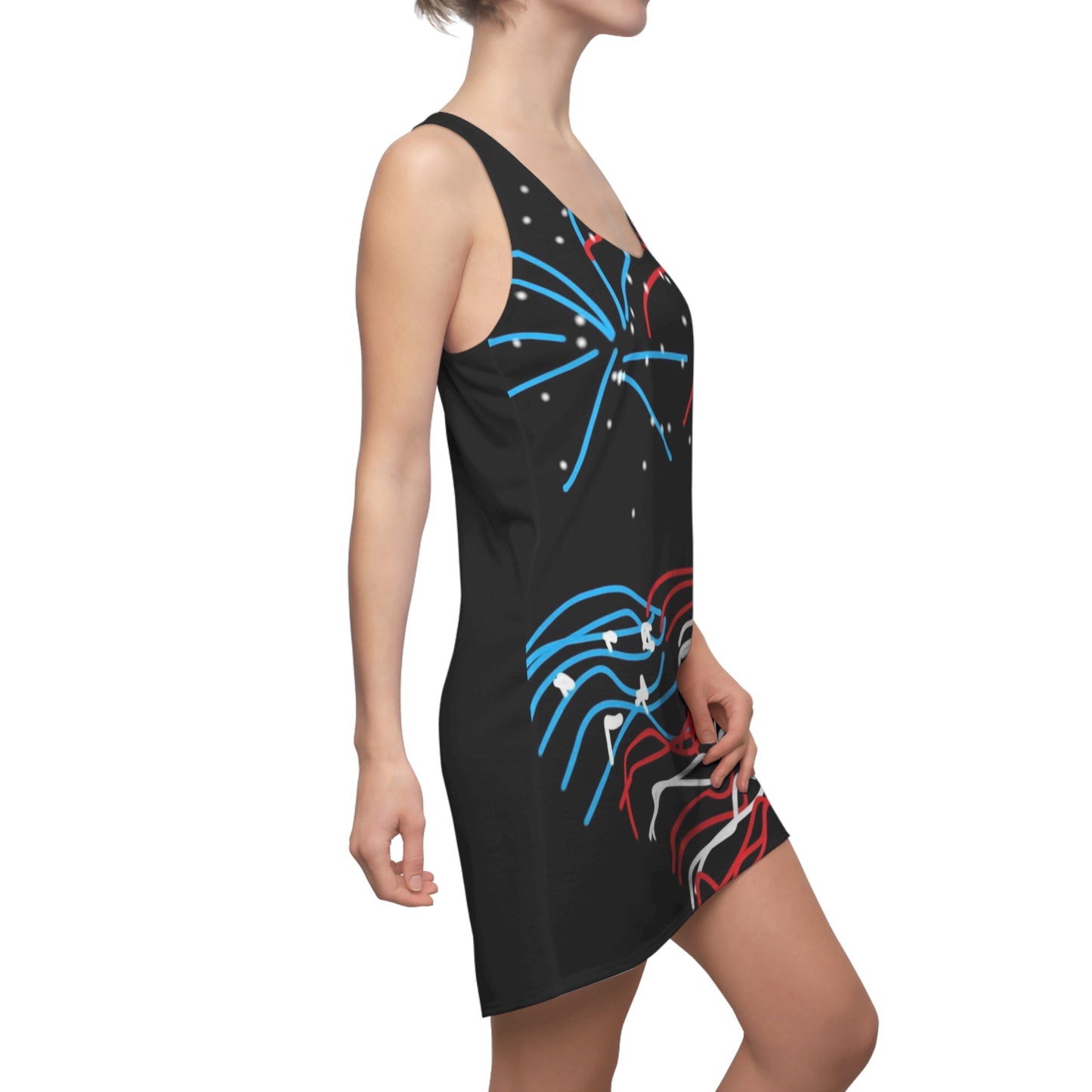 July 4th- Fireworks- Women's Cut & Sew Racerback Dress (AOP)