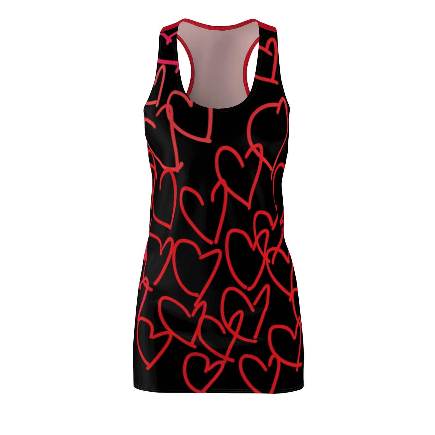 Million Hearts- Women's Cut & Sew Racerback Dress Black & Red