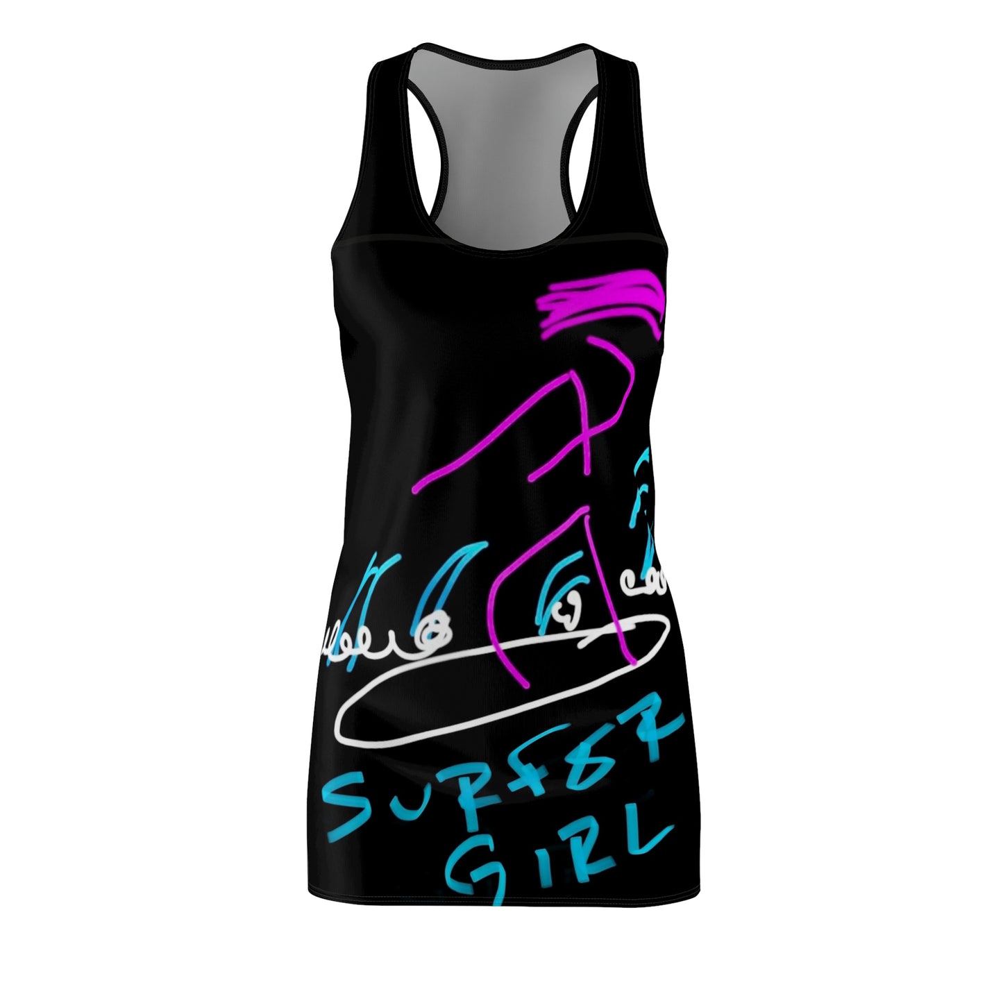 Surfer Girl- Women's Cut & Sew Racerback Dress- Black